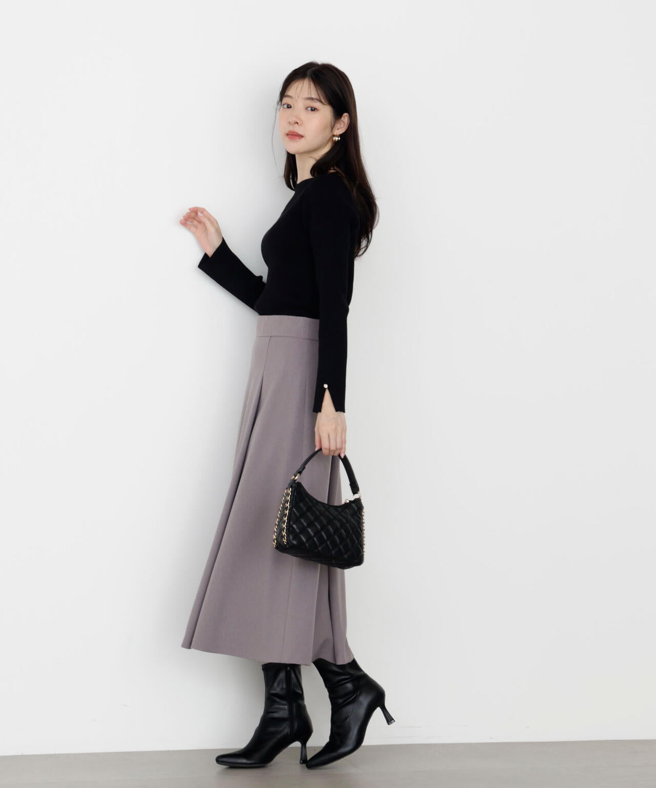 【松川星さん着用】＜ハンドウォッシャブル＞変わり編みリブニット