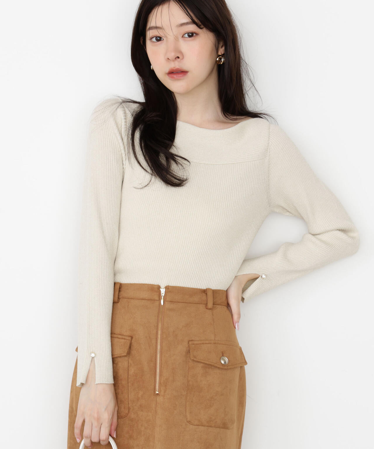 【松川星さん着用】＜ハンドウォッシャブル＞変わり編みリブニット