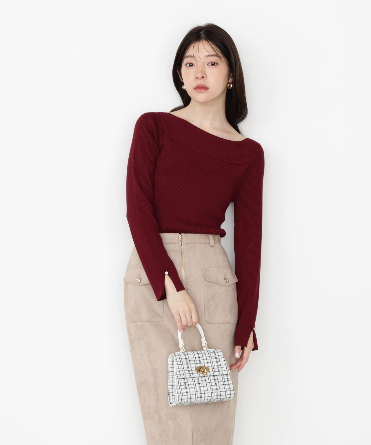 【松川星さん着用】＜ハンドウォッシャブル＞変わり編みリブニット