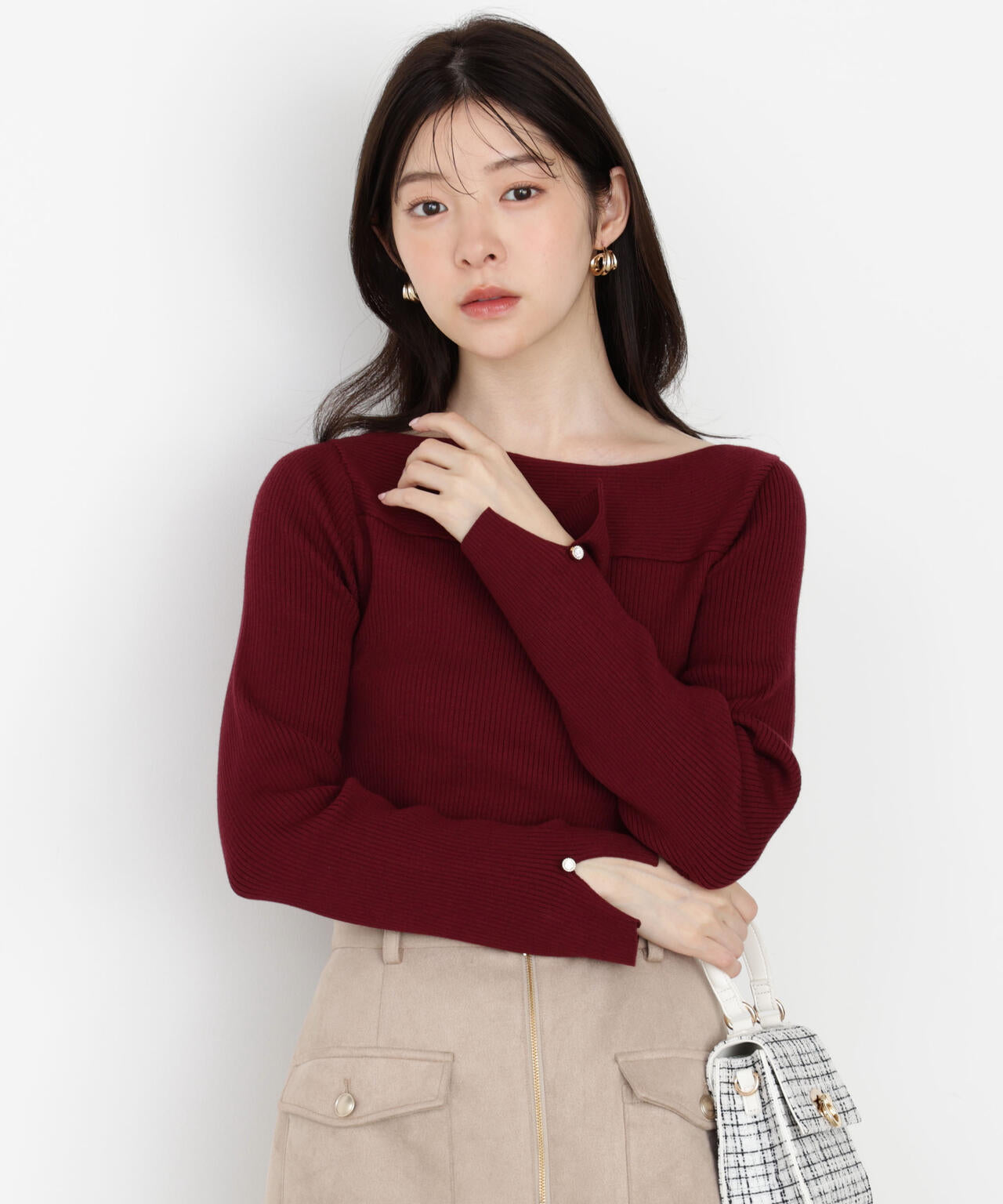 【松川星さん着用】＜ハンドウォッシャブル＞変わり編みリブニット