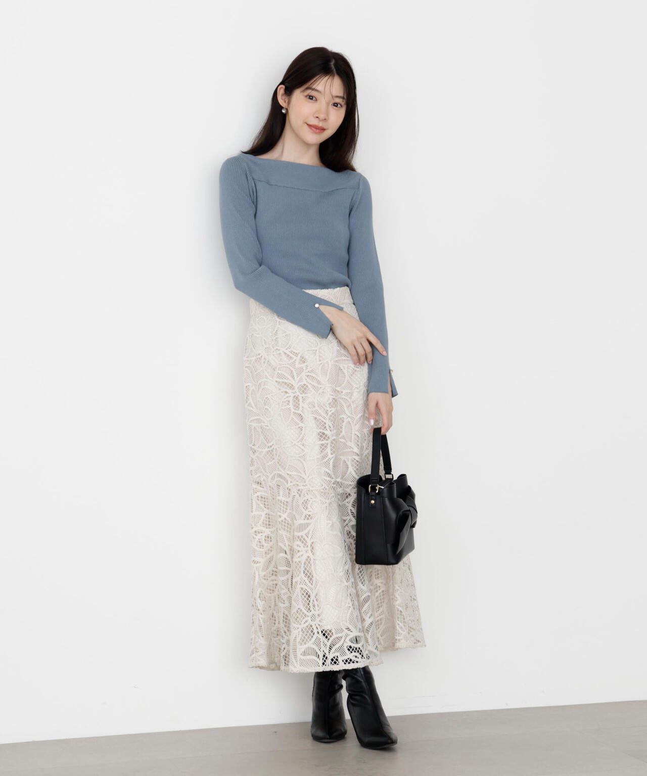 【松川星さん着用】＜ハンドウォッシャブル＞変わり編みリブニット