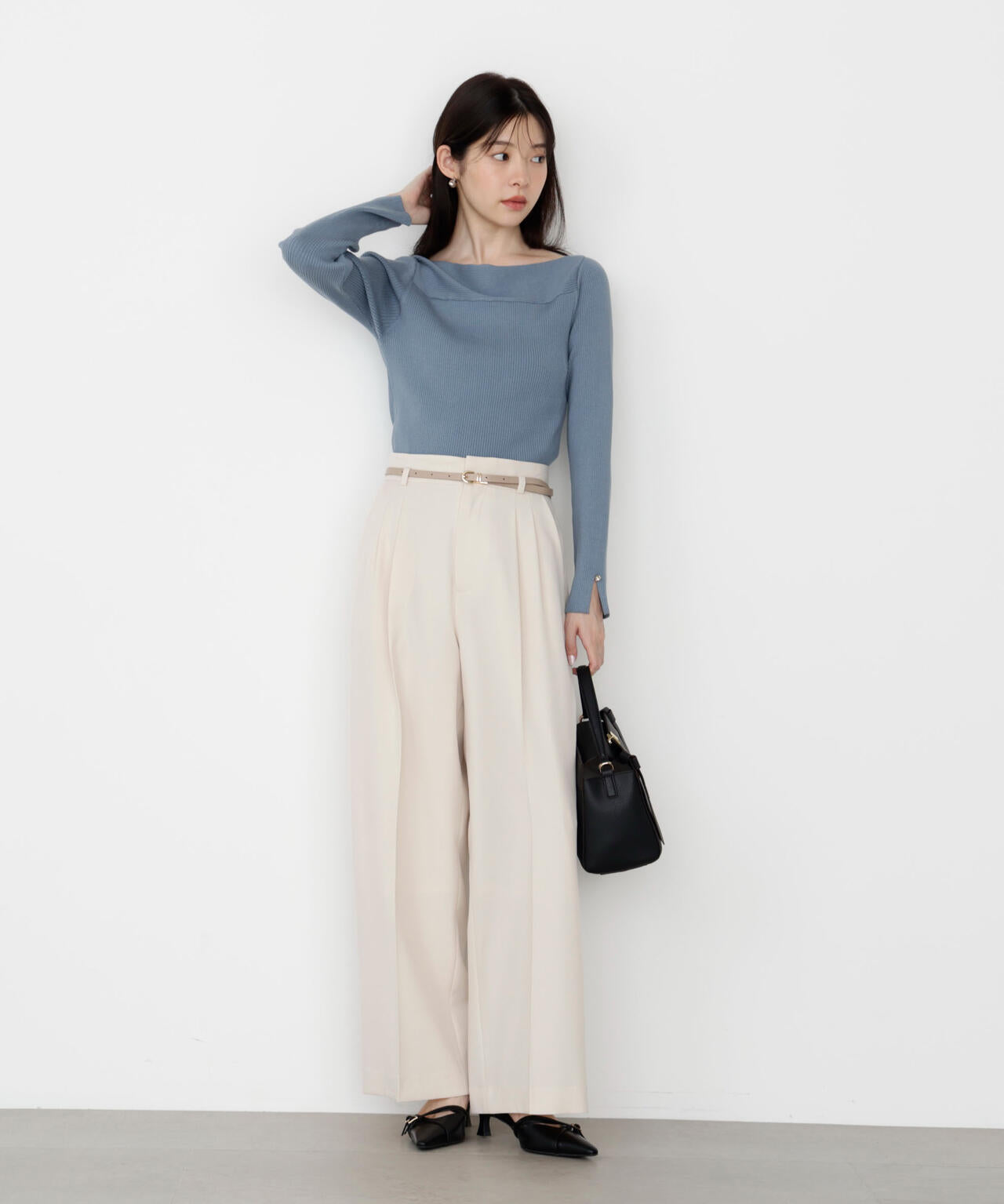 【松川星さん着用】＜ハンドウォッシャブル＞変わり編みリブニット