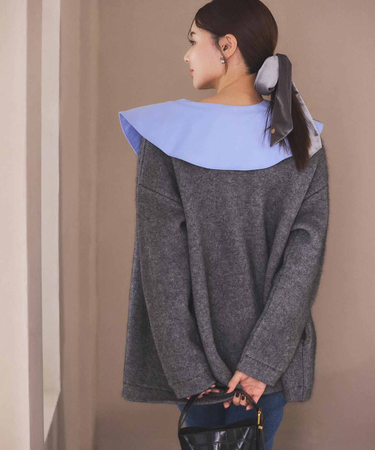 FOX混ダブルフェイスニットカーディガン