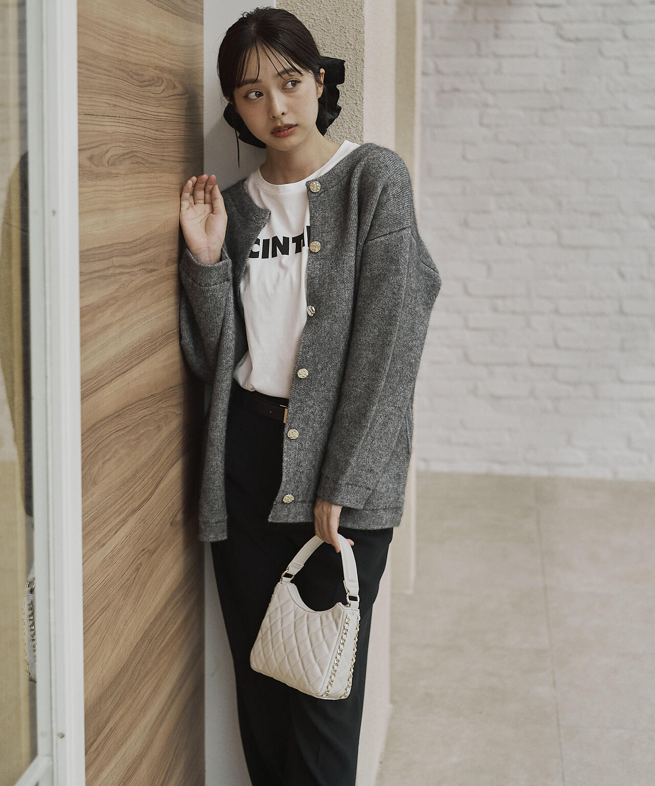 FOX混ダブルフェイスニットカーディガン