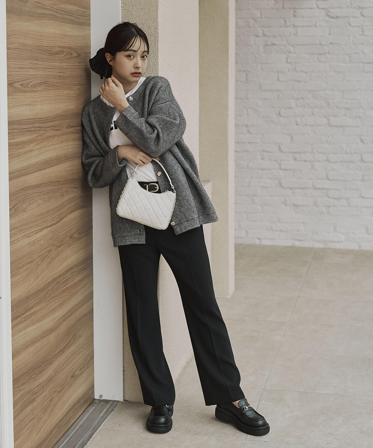 FOX混ダブルフェイスニットカーディガン