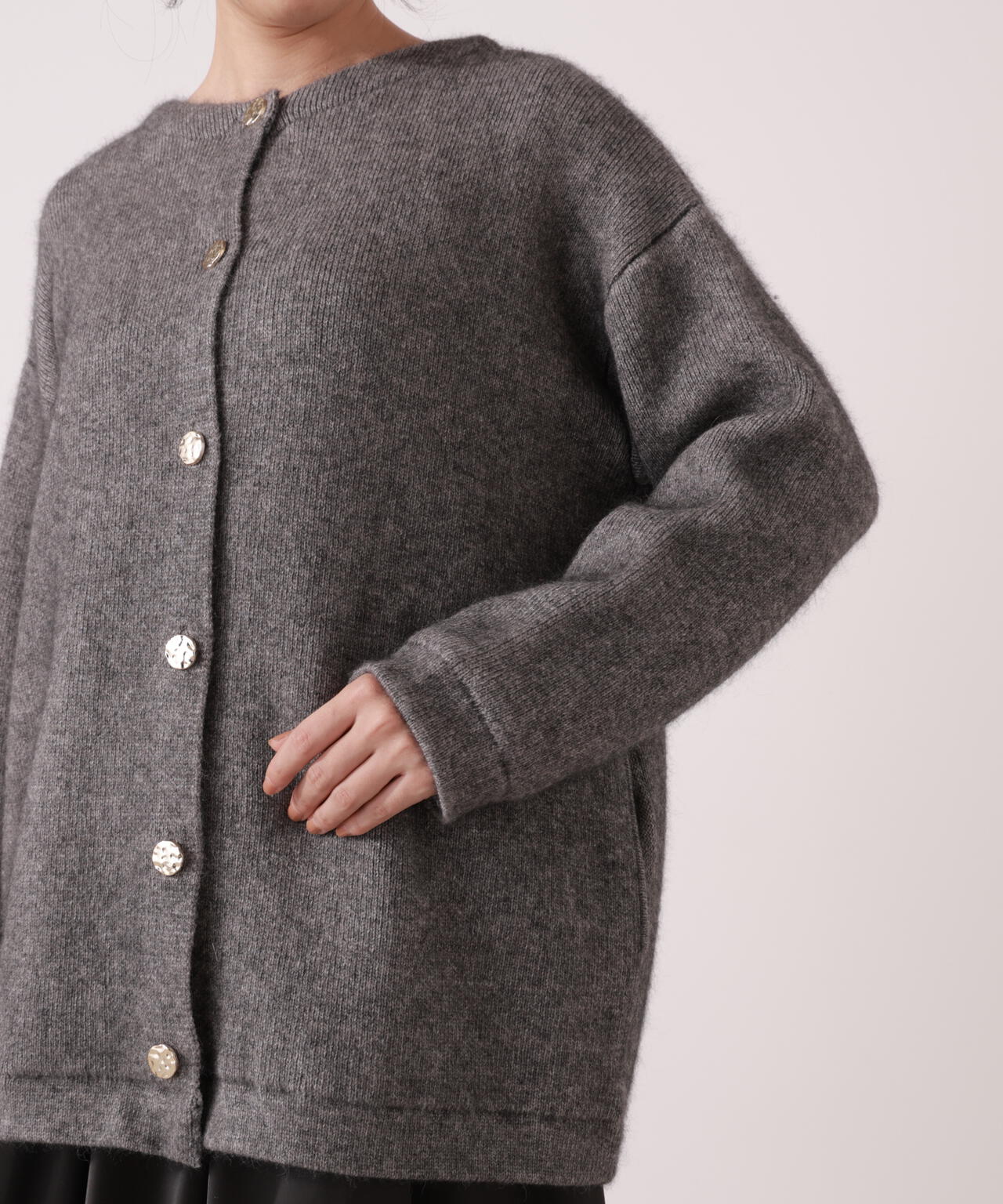 FOX混ダブルフェイスニットカーディガン