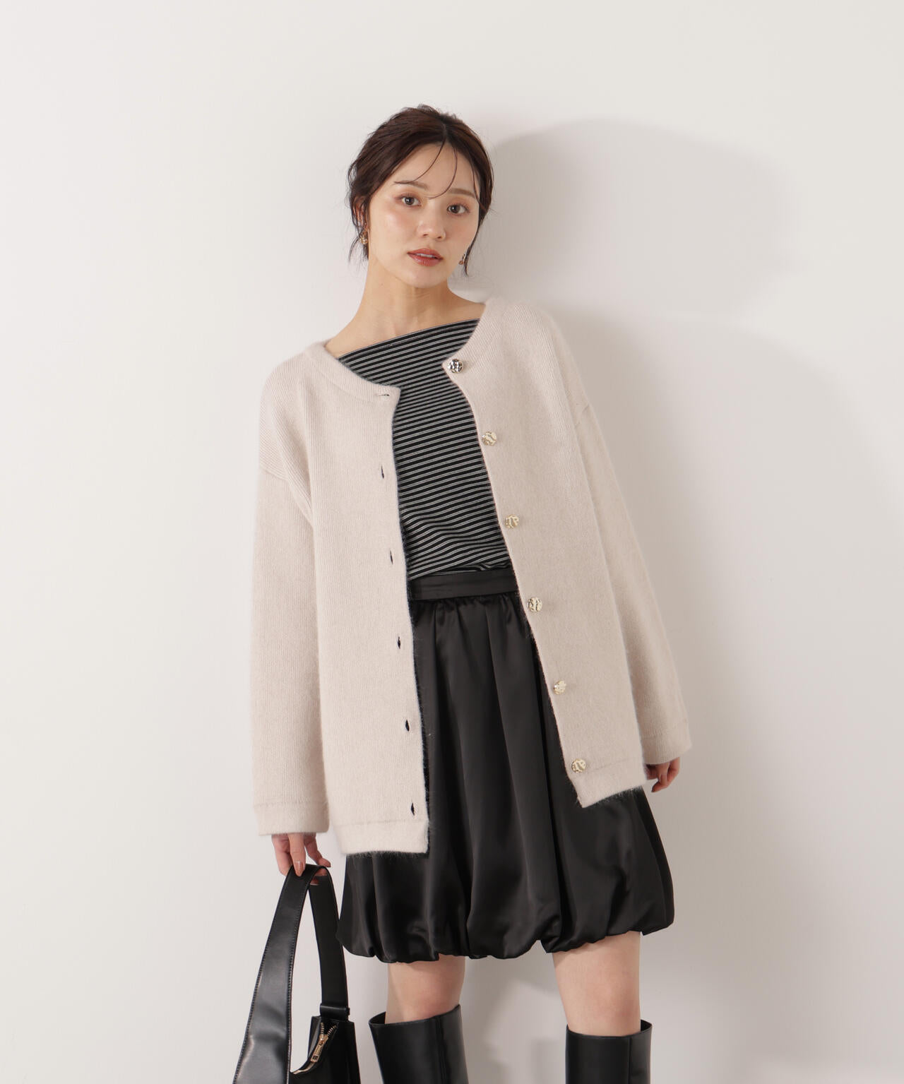 FOX混ダブルフェイスニットカーディガン | PROPORTION BODY DRESSING