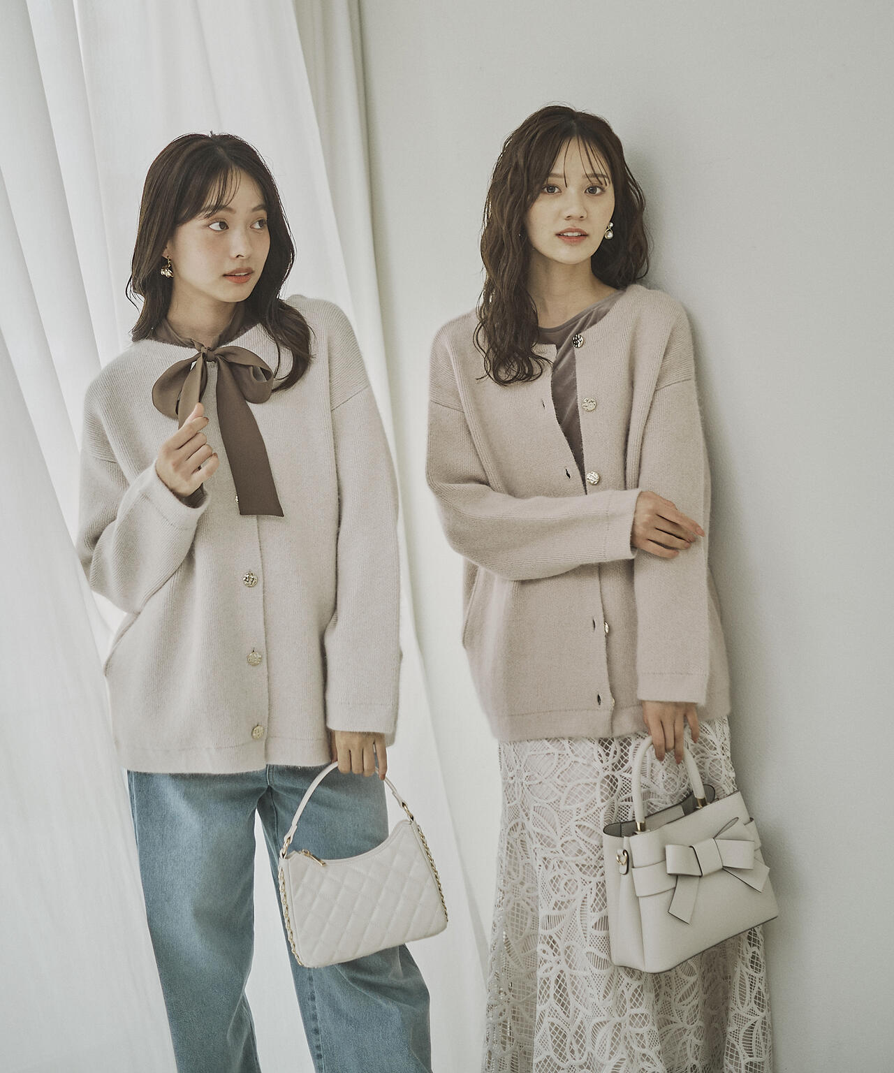 FOX混ダブルフェイスニットカーディガン