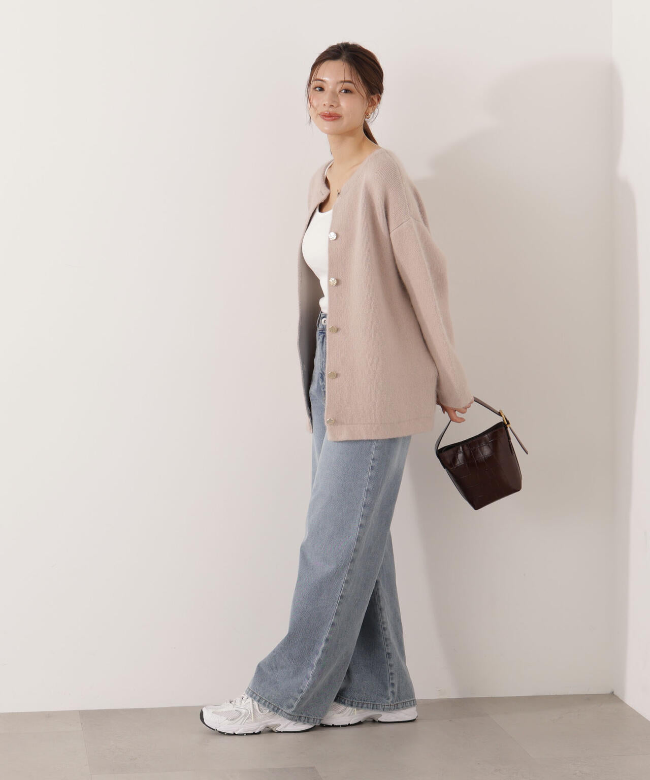 FOX混ダブルフェイスニットカーディガン