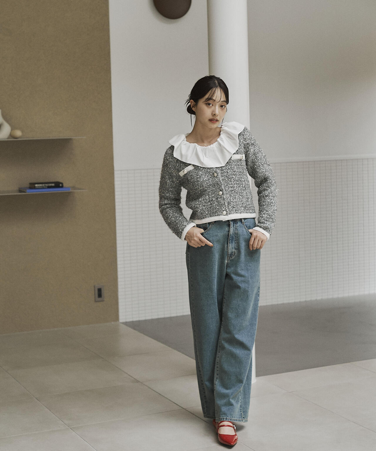 ファンシーツイード風ニットカーディガン | PROPORTION BODY DRESSING