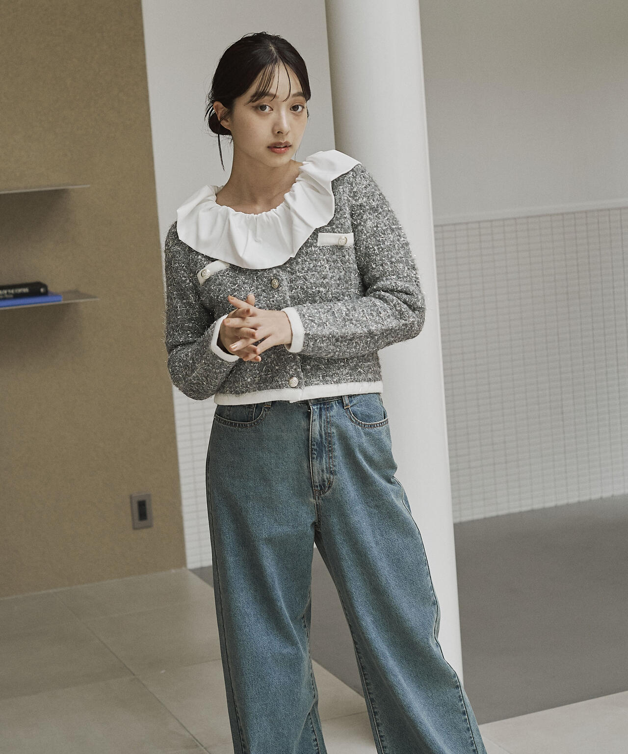 ファンシーツイード風ニットカーディガン | PROPORTION BODY DRESSING