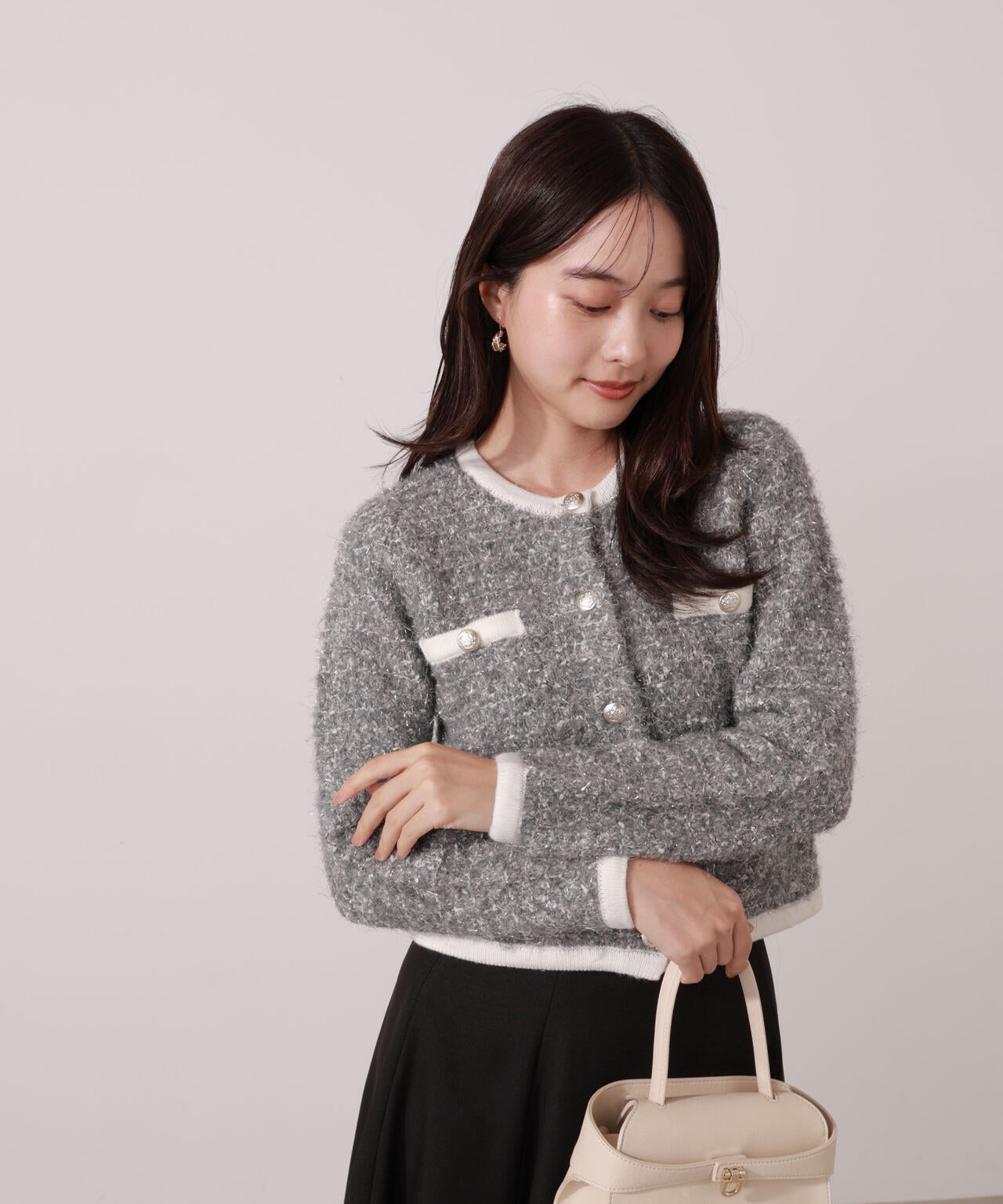 ファンシーツイード風ニットカーディガン | PROPORTION BODY DRESSING