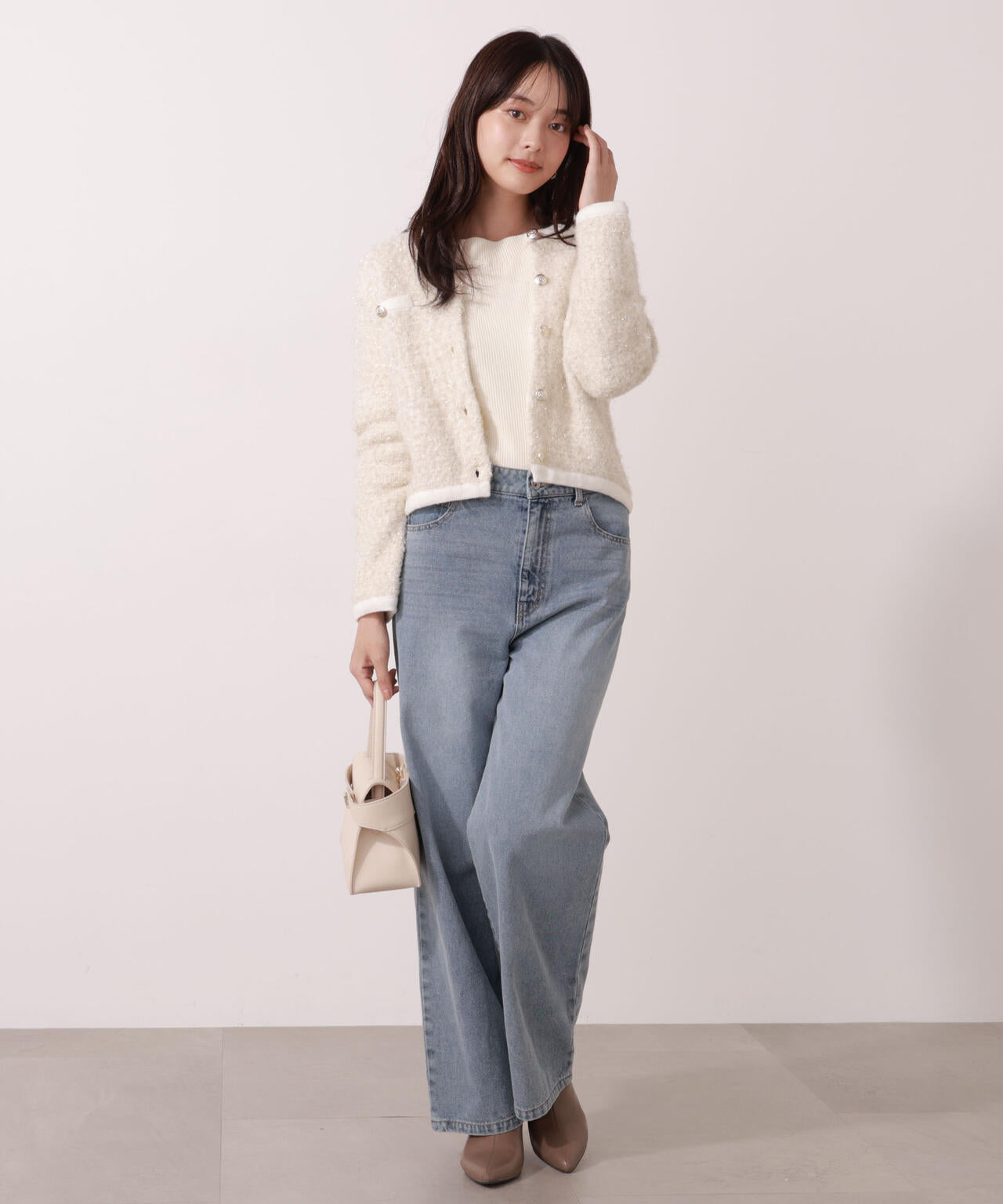 ファンシーツイード風ニットカーディガン | PROPORTION BODY