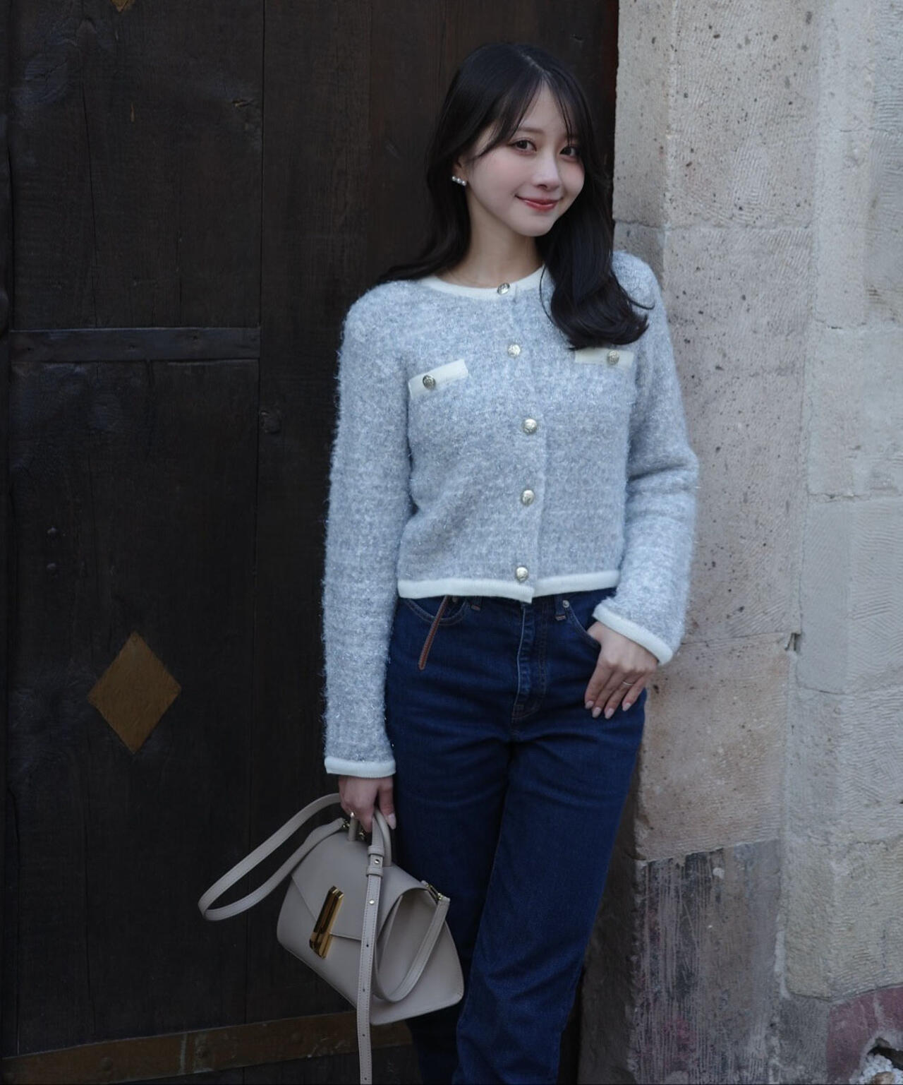 ファンシーツイード風ニットカーディガン | PROPORTION BODY DRESSING