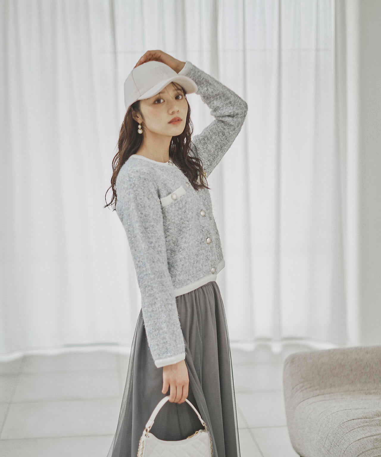 ファンシーツイード風ニットカーディガン | PROPORTION BODY DRESSING