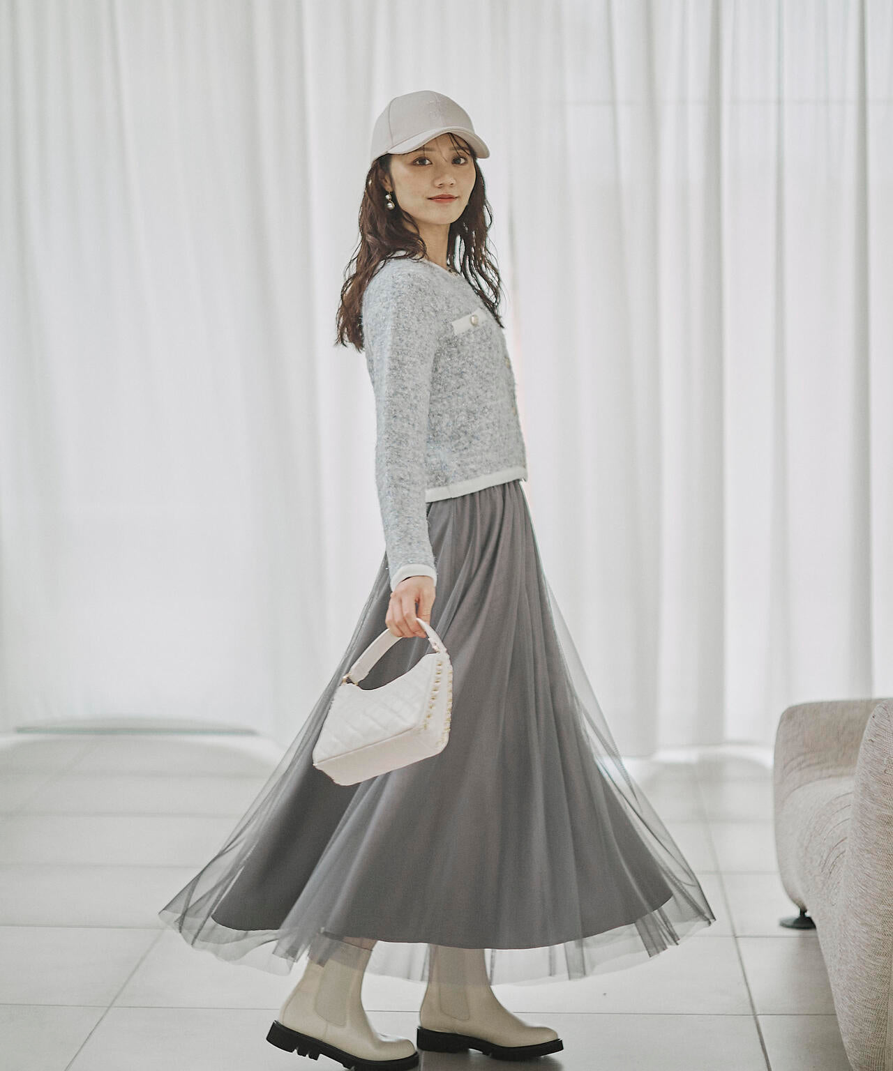 ファンシーツイード風ニットカーディガン | PROPORTION BODY DRESSING