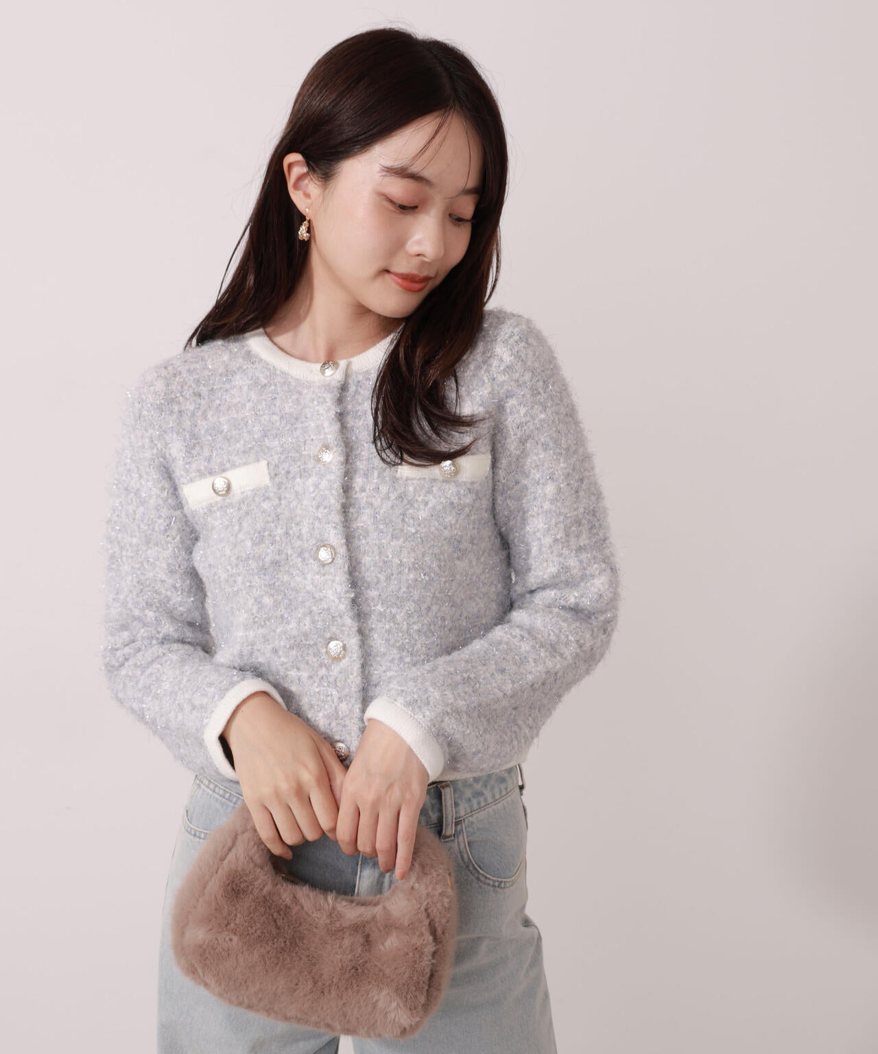 ファンシーツイード風ニットカーディガン | PROPORTION BODY DRESSING