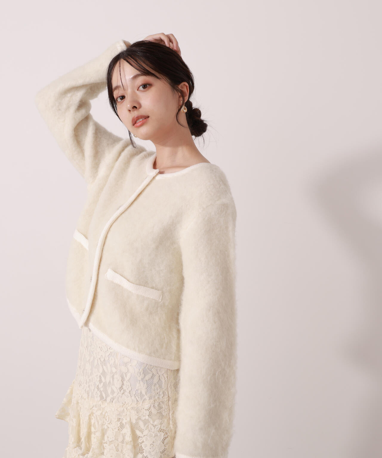 【青島心さん着用】シャギーニットジャケット