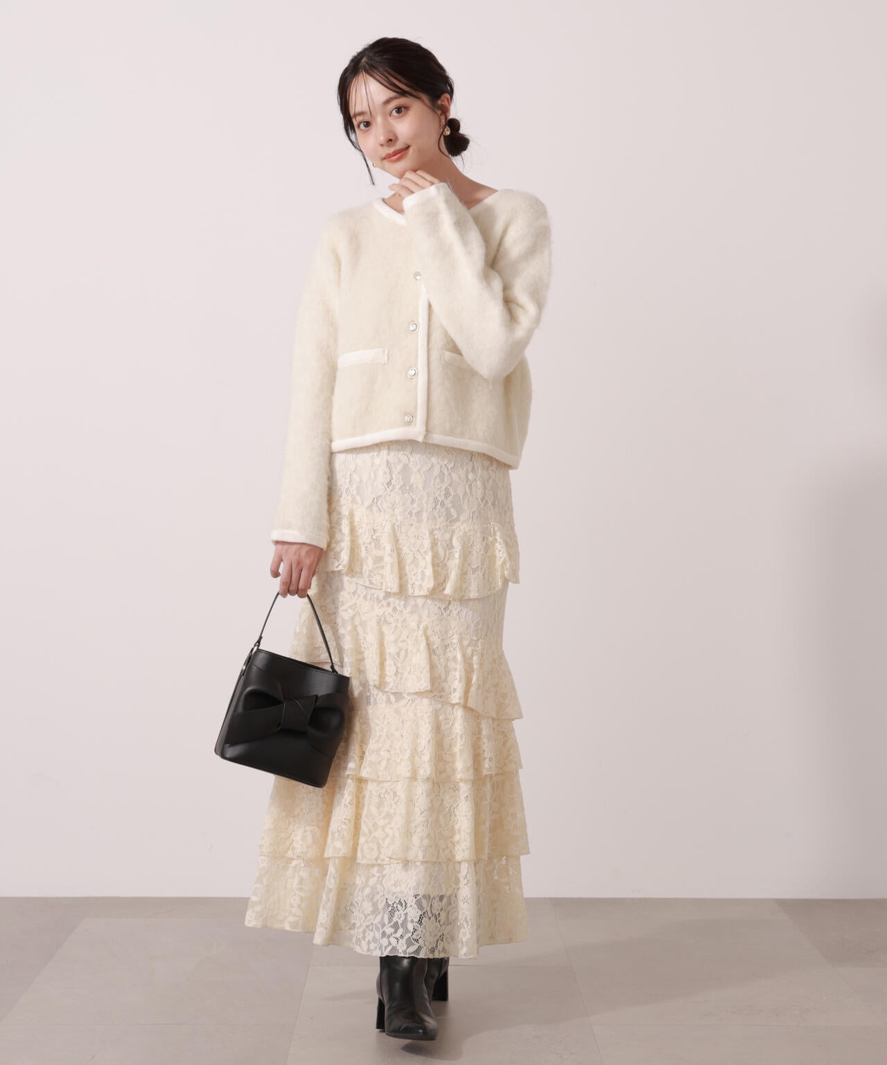 【青島心さん着用】シャギーニットジャケット