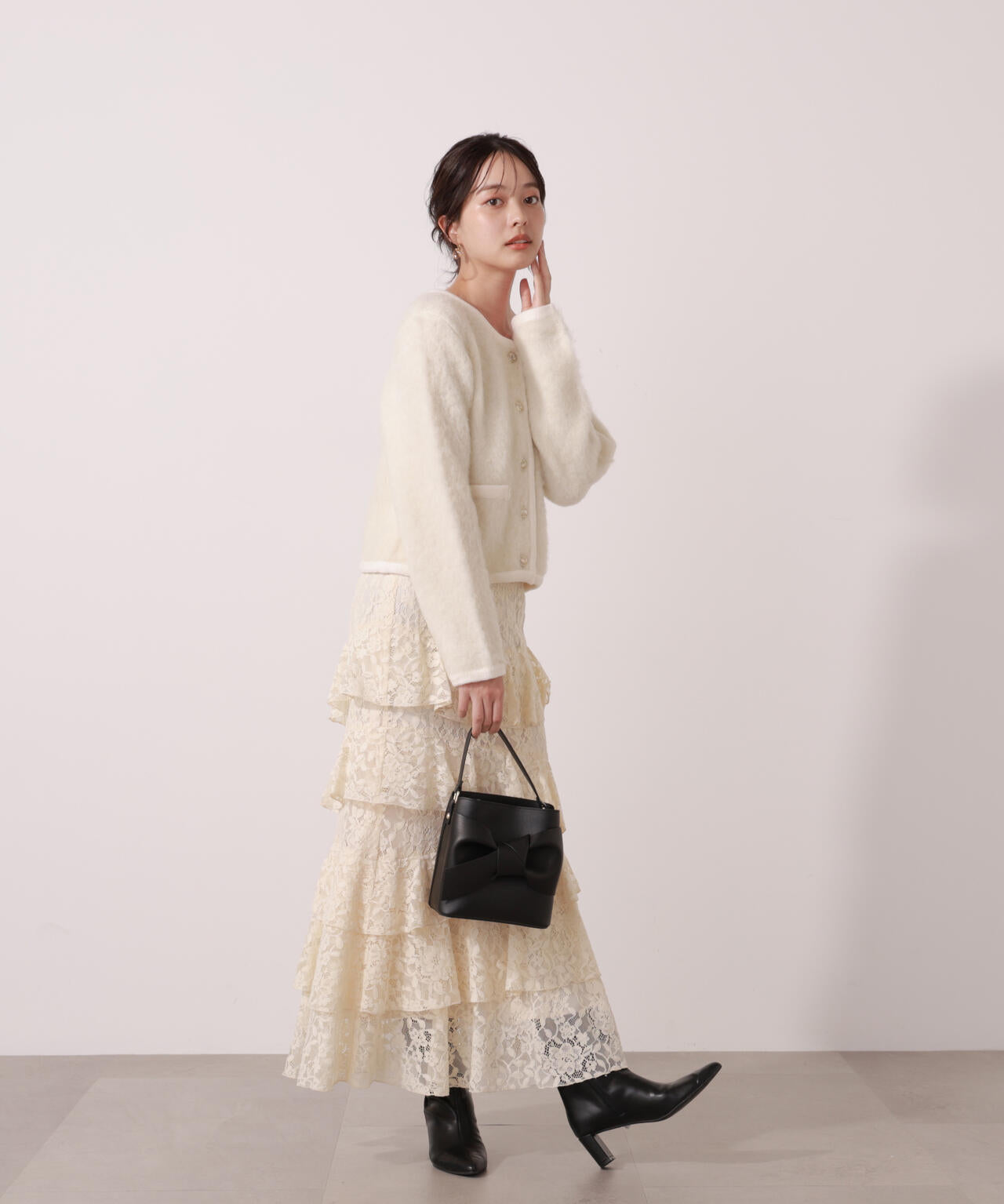 【青島心さん着用】シャギーニットジャケット