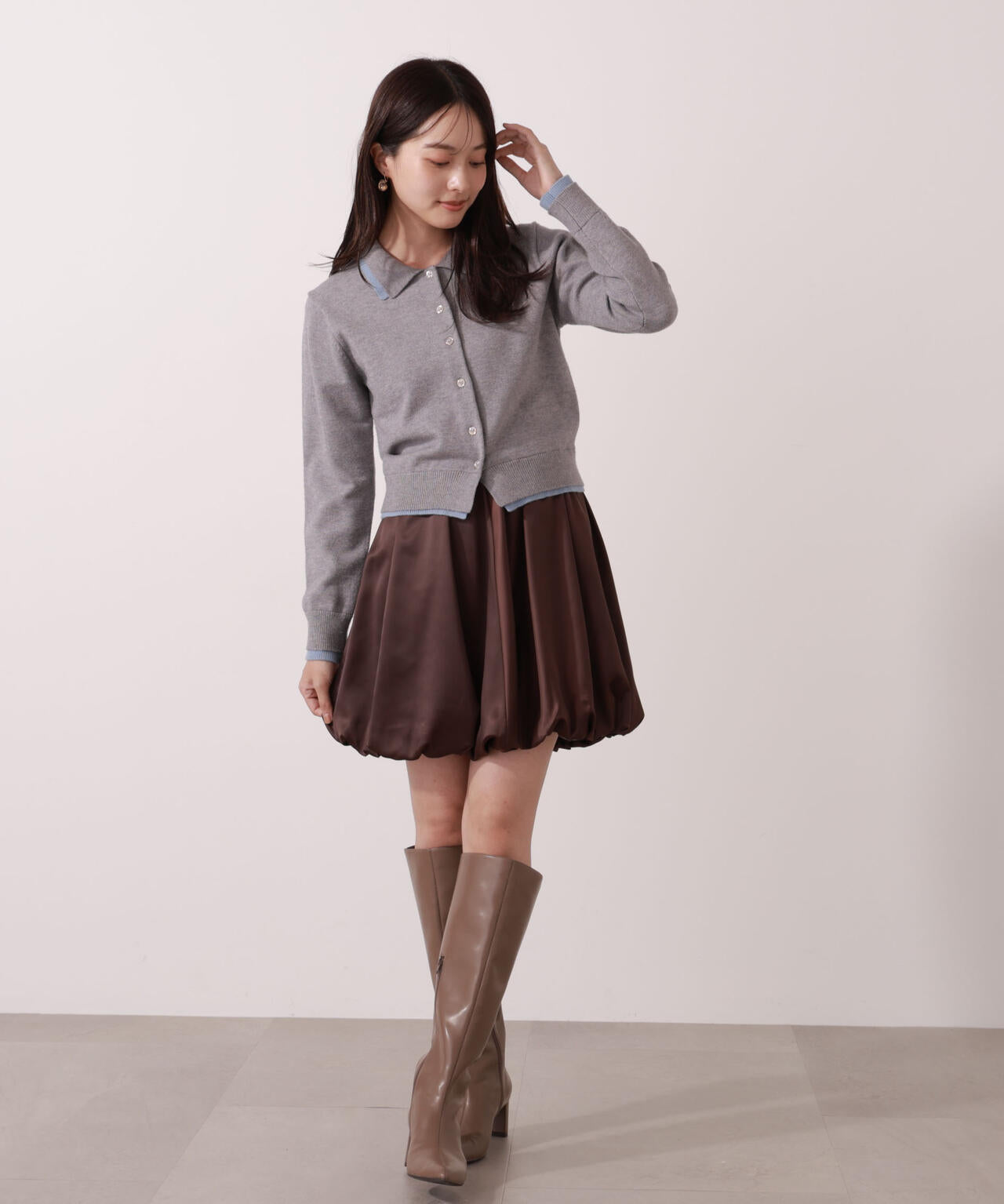 【青島心さん着用】＜ウォッシャブル＞ポロレイヤード風ニット