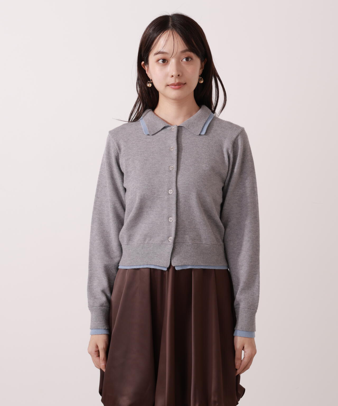 【青島心さん着用】＜ウォッシャブル＞ポロレイヤード風ニット