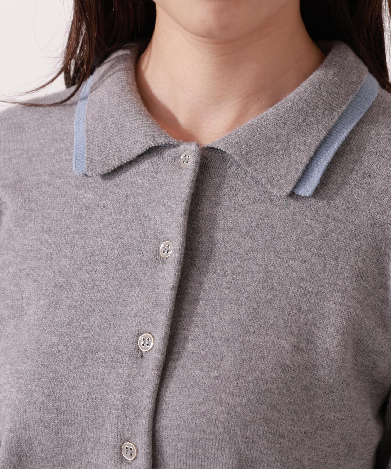 【青島心さん着用】＜ウォッシャブル＞ポロレイヤード風ニット