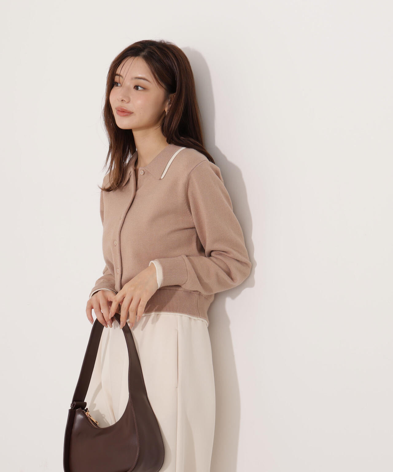 【青島心さん着用】＜ウォッシャブル＞ポロレイヤード風ニット