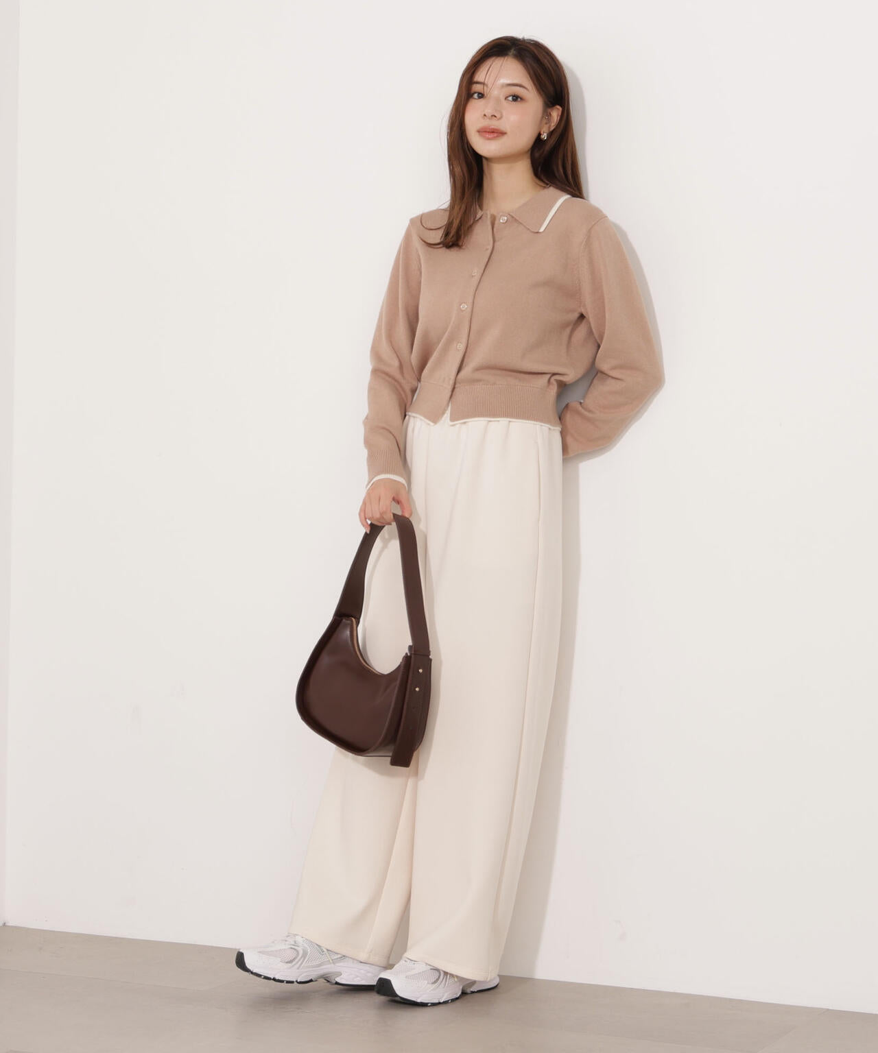 【青島心さん着用】＜ウォッシャブル＞ポロレイヤード風ニット