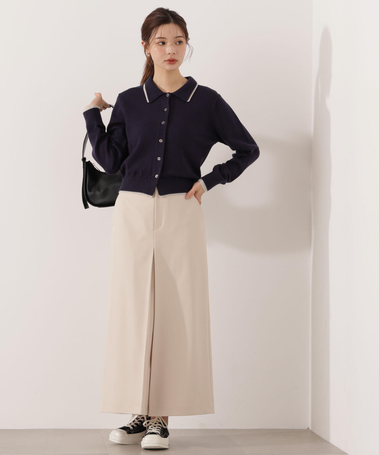 【青島心さん着用】＜ウォッシャブル＞ポロレイヤード風ニット