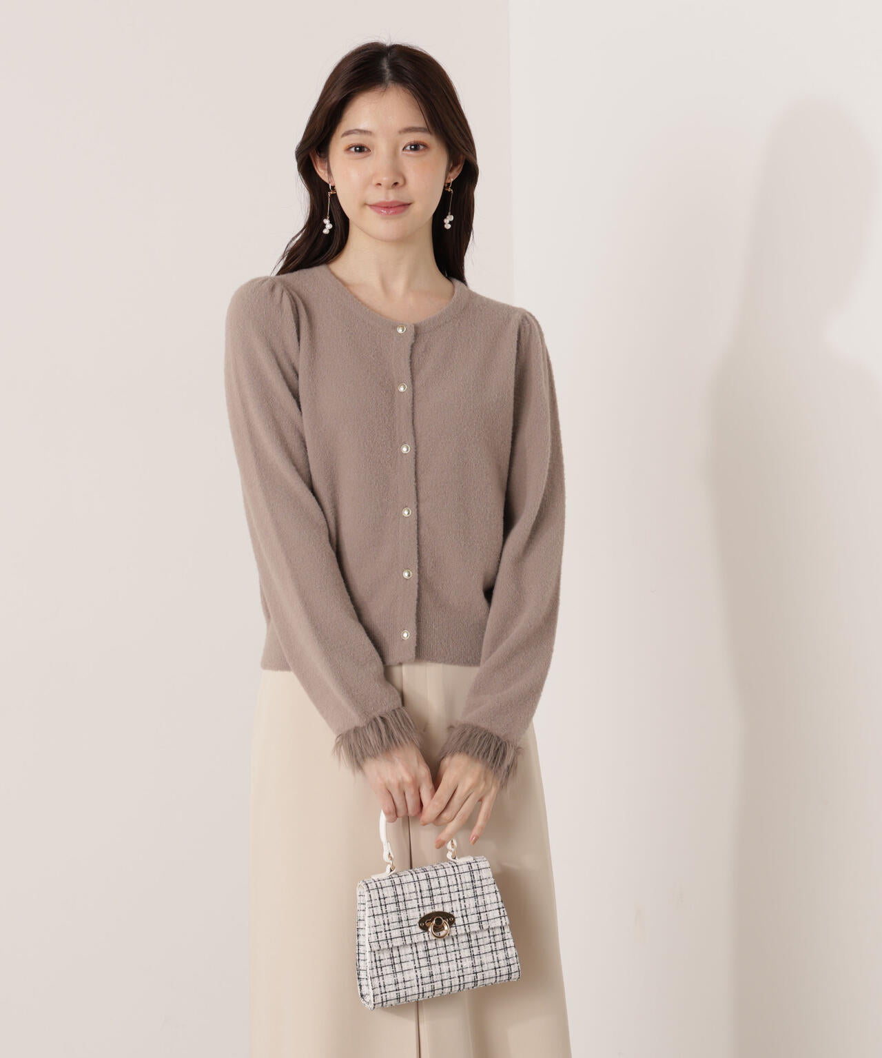 部分フェザースリーブニットカーディガン | PROPORTION BODY DRESSING