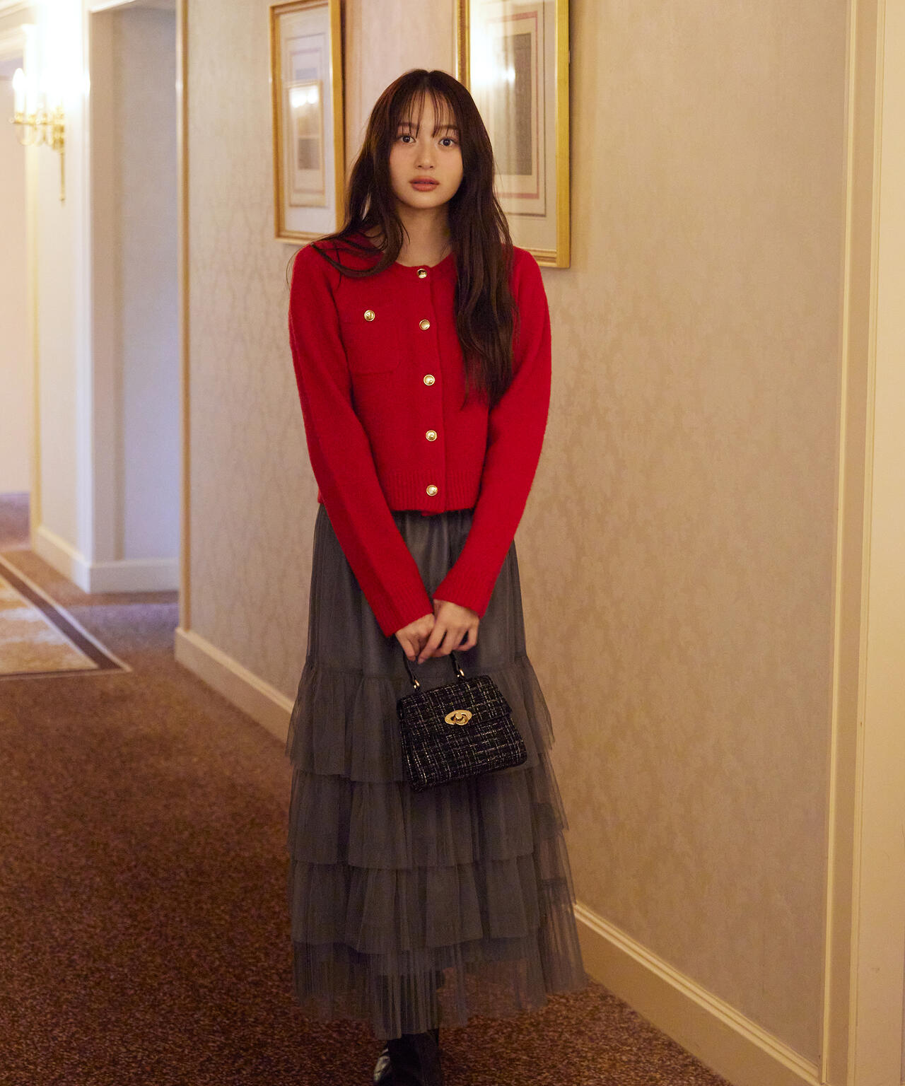 プロポーション ボディドレッシング（PROPORTION BODY DRESSING）/釦POINTウール混カーディガン 25AW 加藤栞さん着用】釦POINTウール混カーディガン | PROPORTION BODY