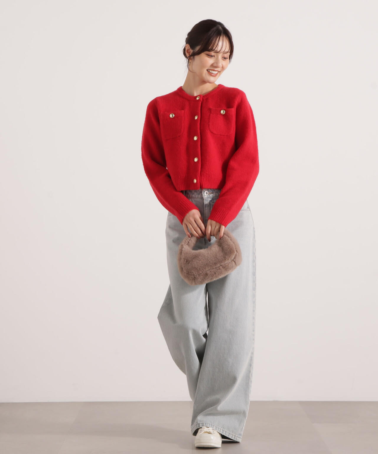 加藤栞さん着用】釦POINTウール混カーディガン | PROPORTION BODY