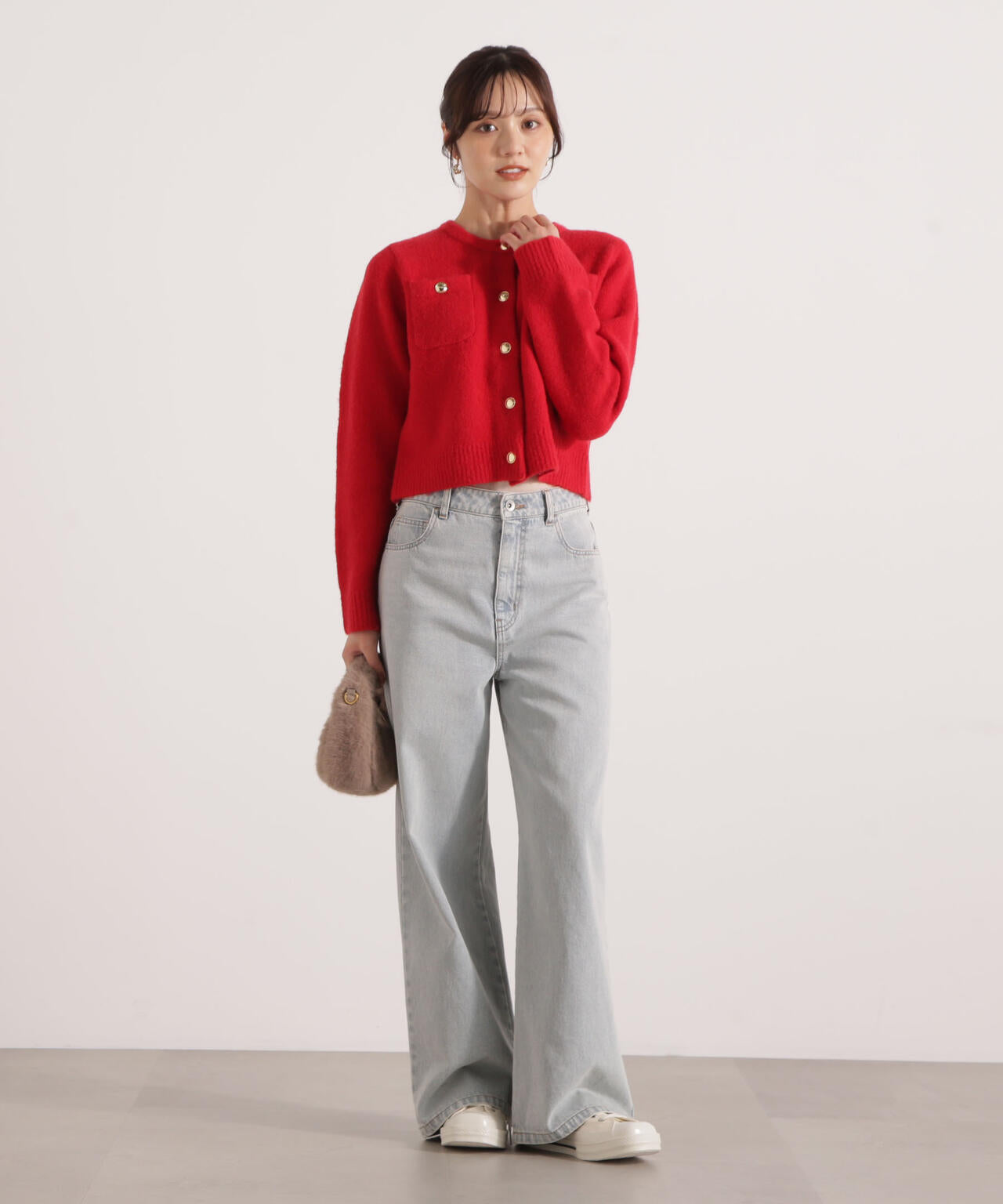 加藤栞さん着用】釦POINTウール混カーディガン | PROPORTION BODY