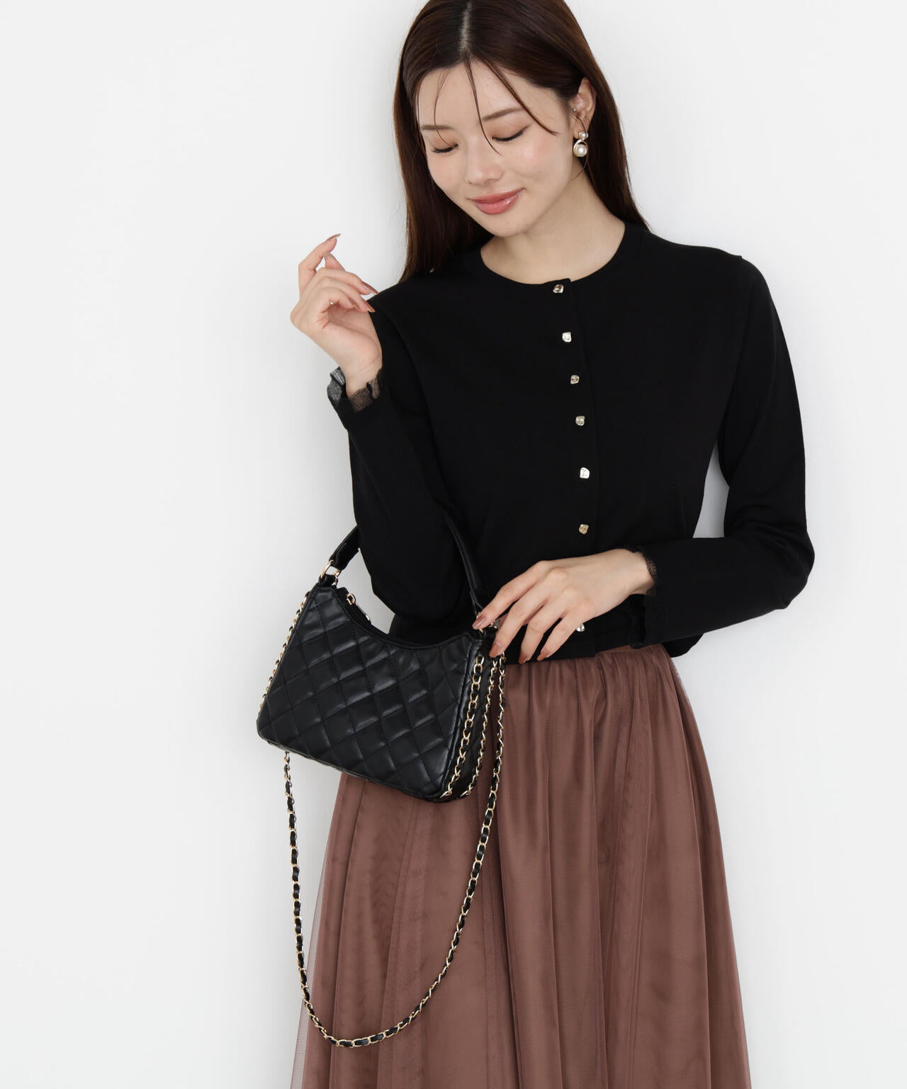 ＜ハンドウォッシャブル＞ゴールド釦カーディガン