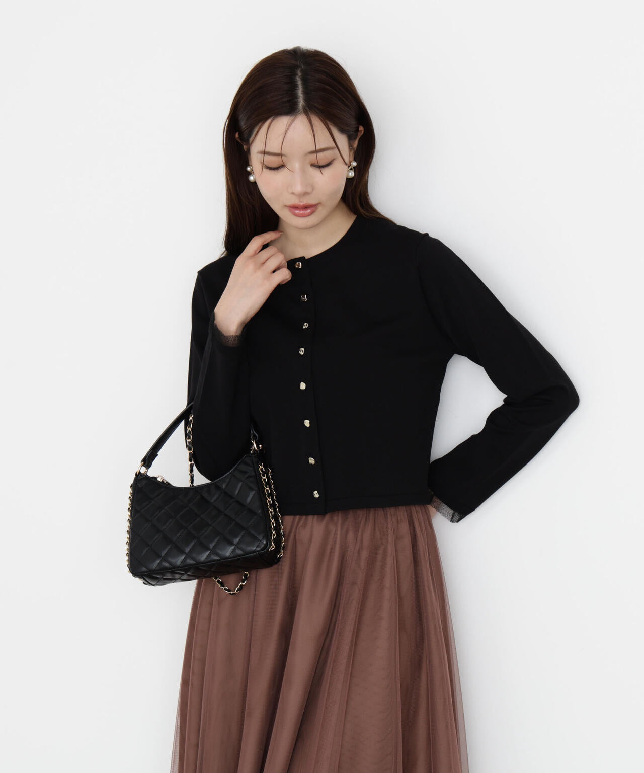 ＜ハンドウォッシャブル＞ゴールド釦カーディガン