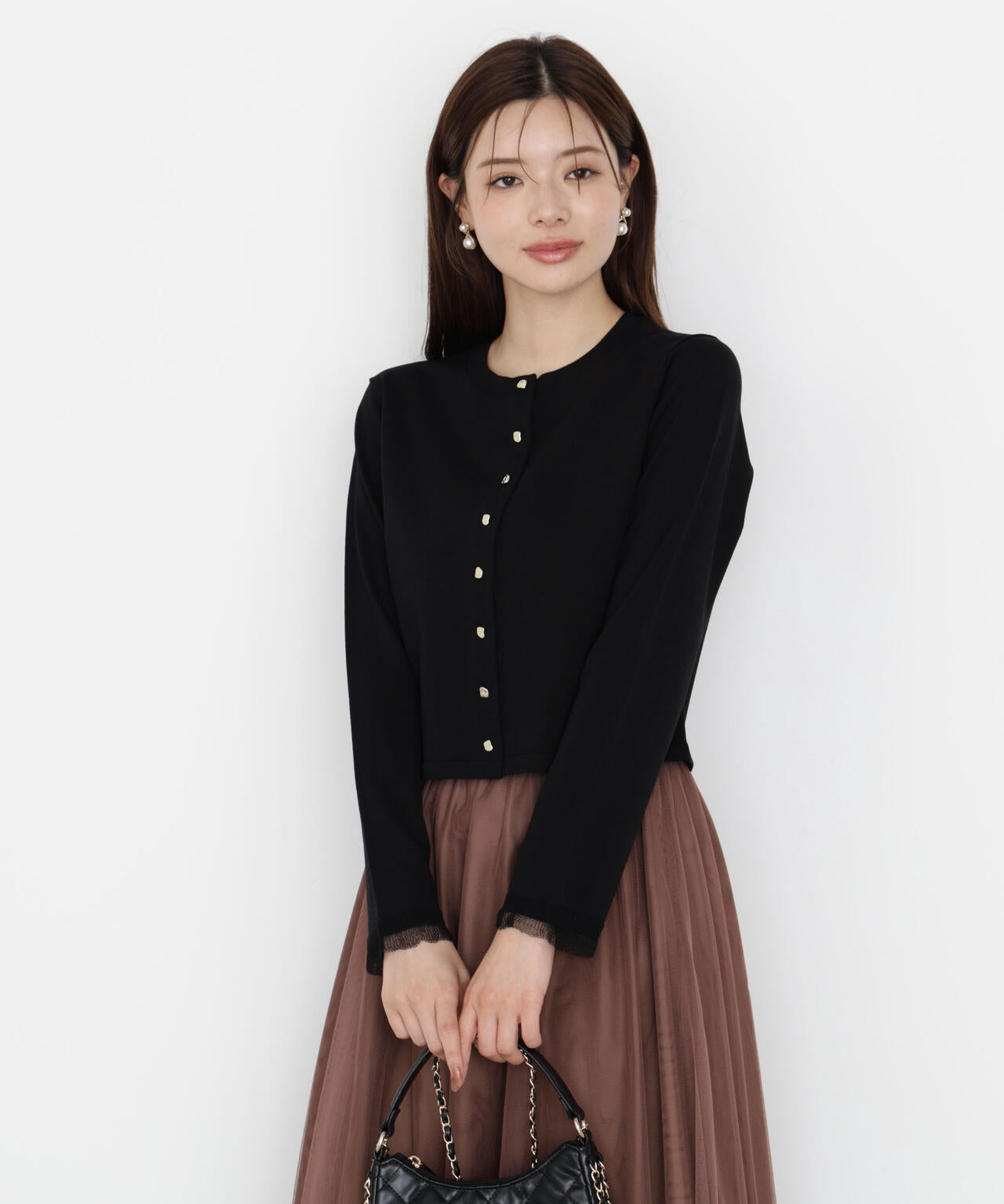 ＜ハンドウォッシャブル＞ゴールド釦カーディガン