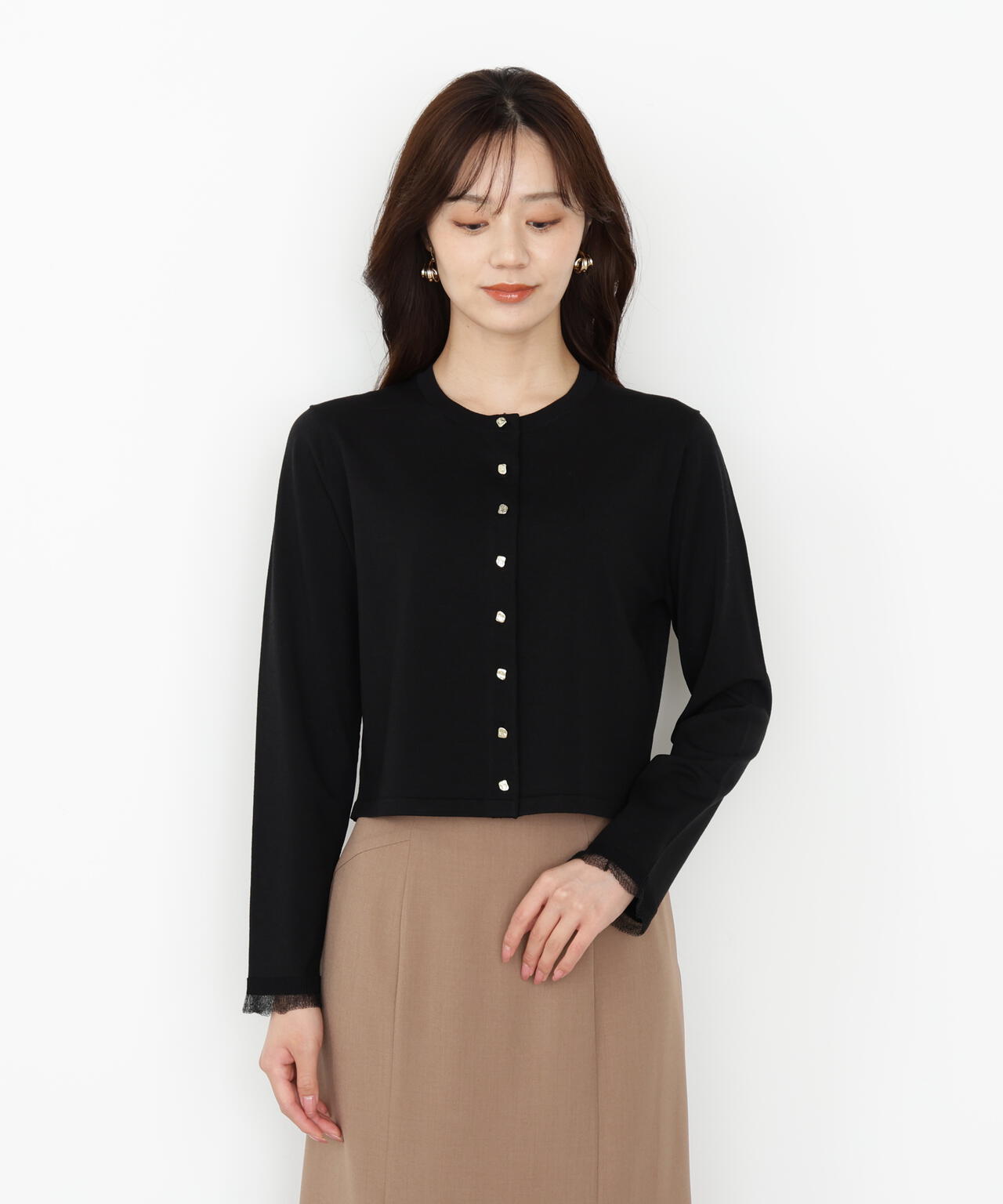 ＜ハンドウォッシャブル＞ゴールド釦カーディガン