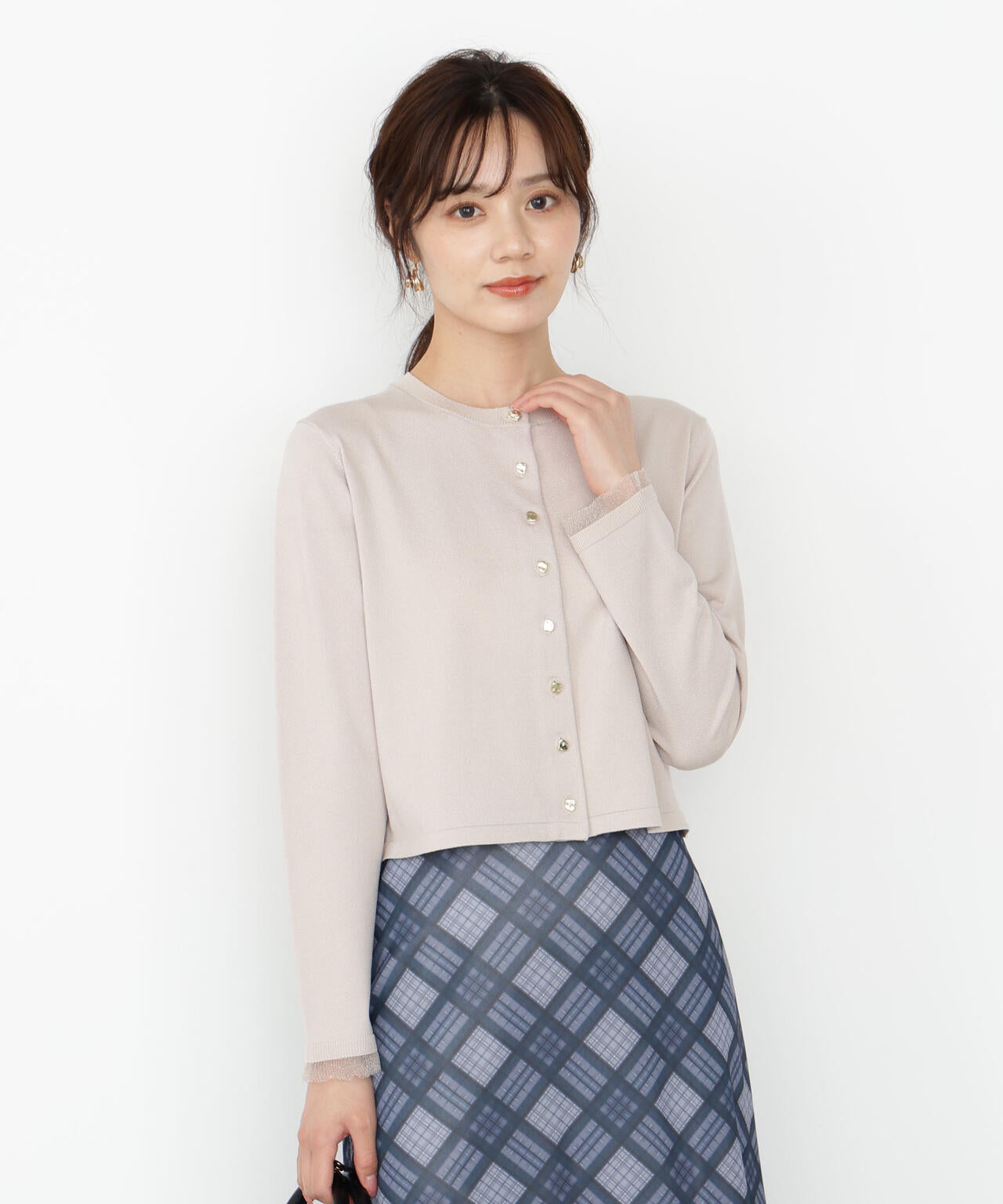 ＜ハンドウォッシャブル＞ゴールド釦カーディガン