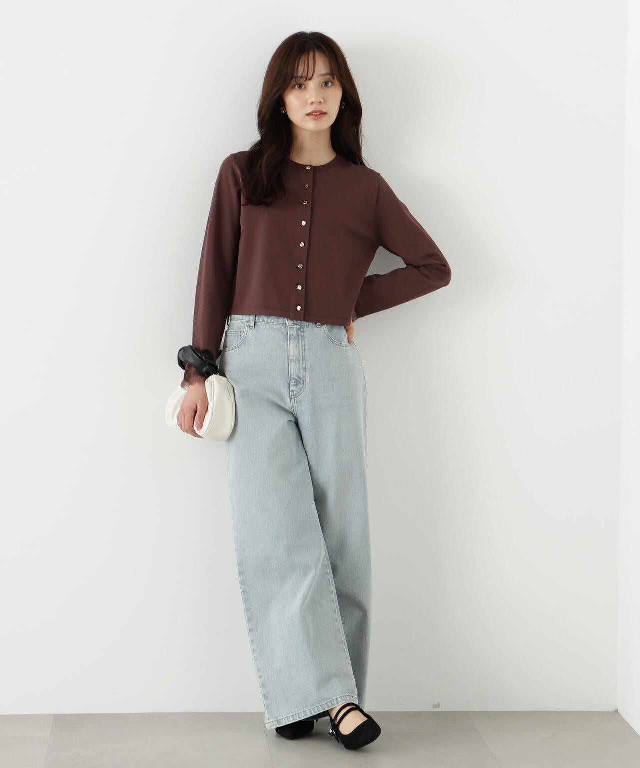 ＜ハンドウォッシャブル＞ゴールド釦カーディガン