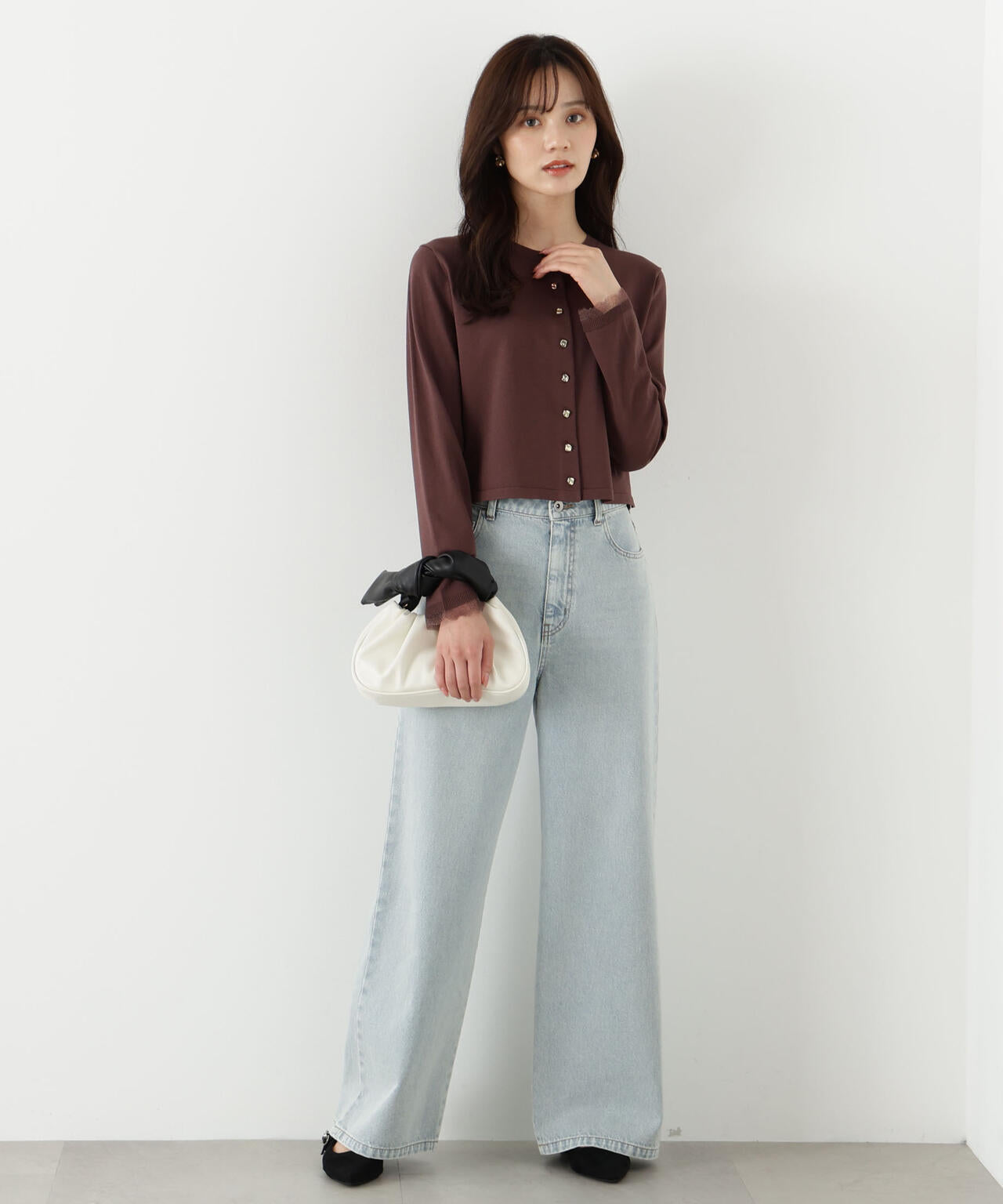 ＜ハンドウォッシャブル＞ゴールド釦カーディガン