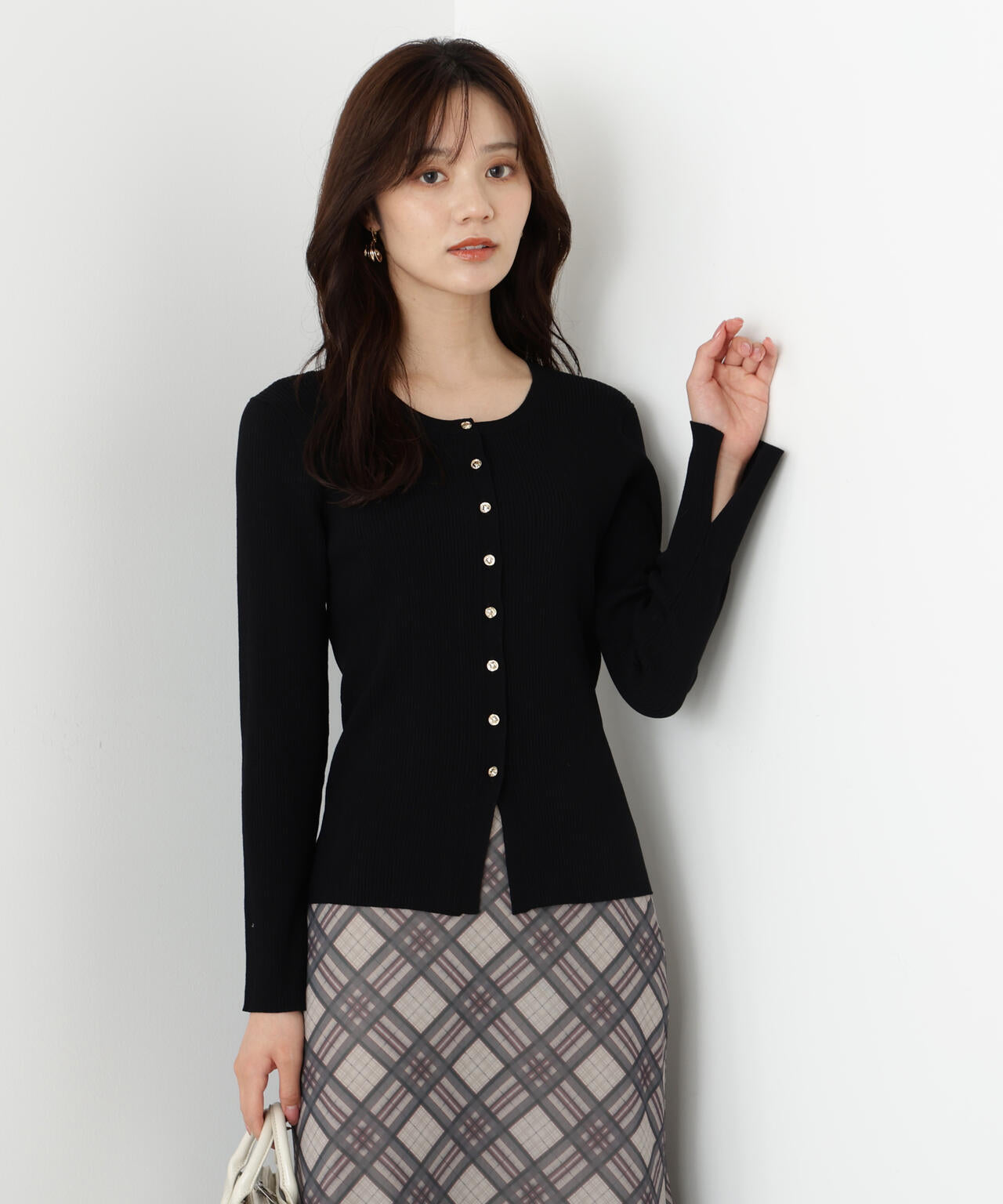フロント釦カーディガン