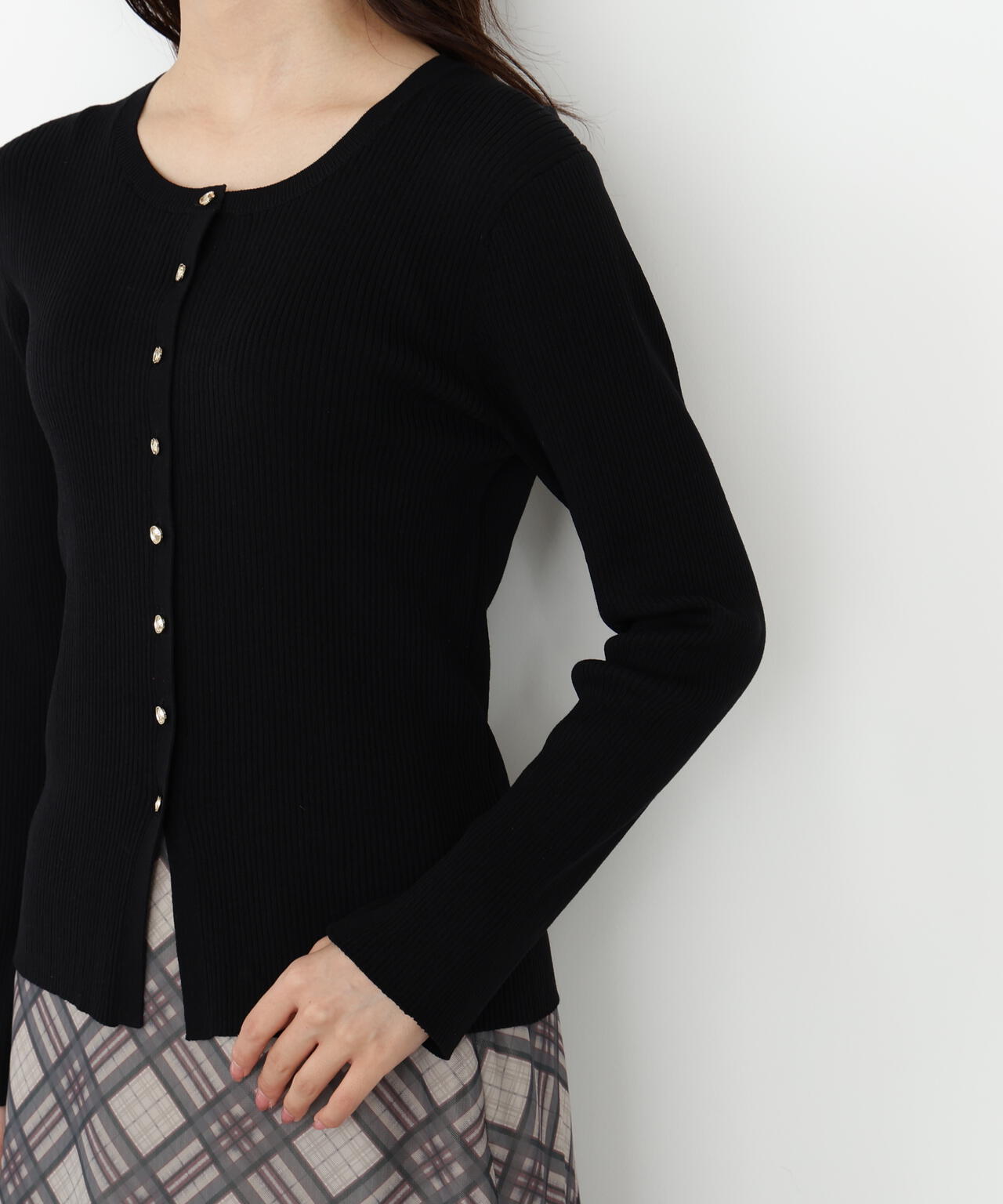 フロント釦カーディガン