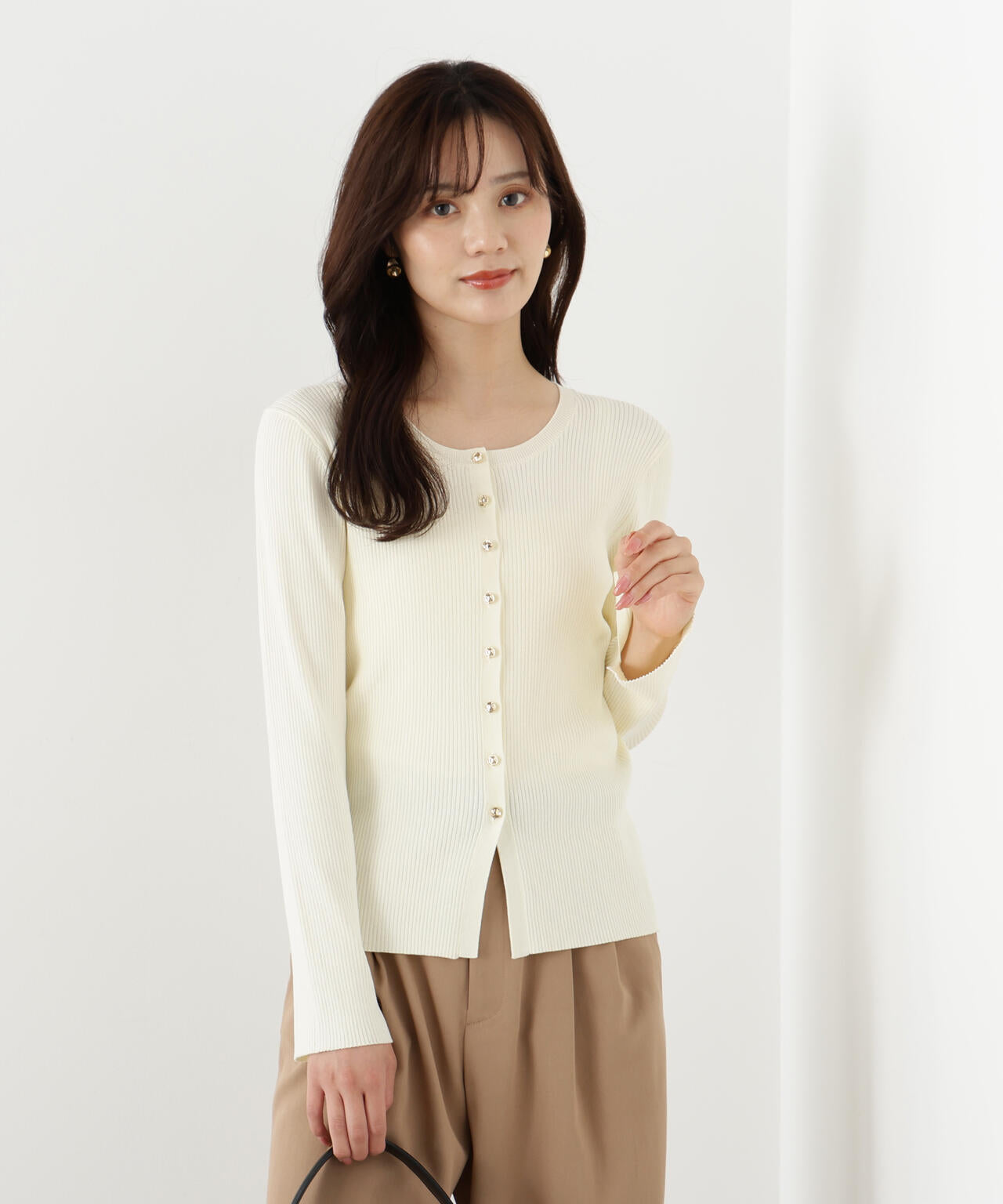 フロント釦カーディガン