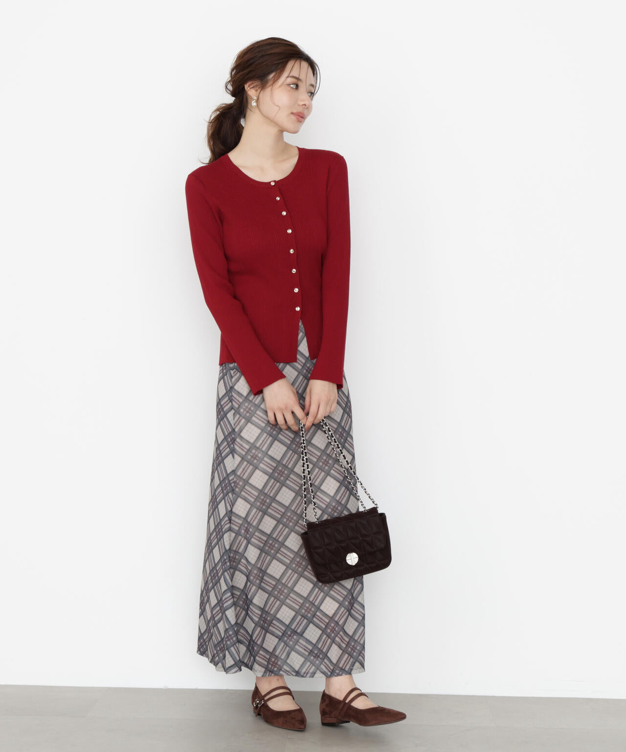 フロント釦カーディガン