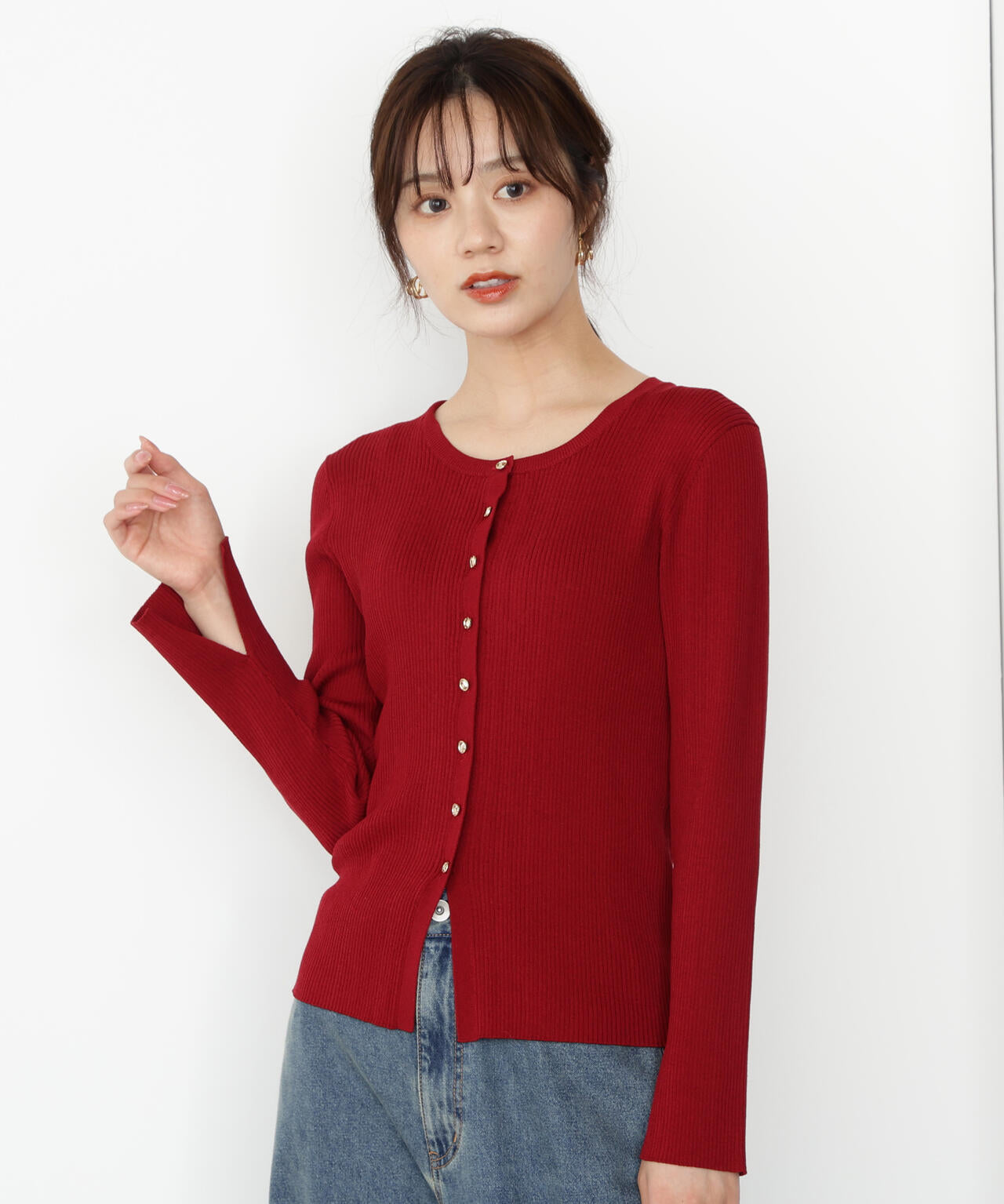 フロント釦カーディガン