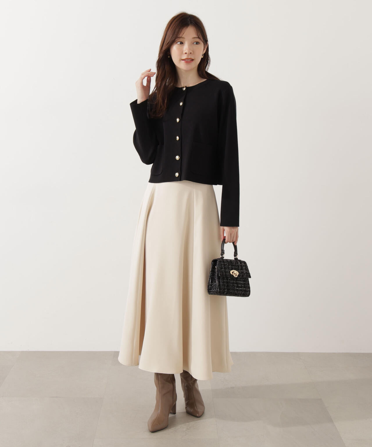 【青島心さん着用】＜ハンドウォッシャブル＞シルク混ニットカーディガン