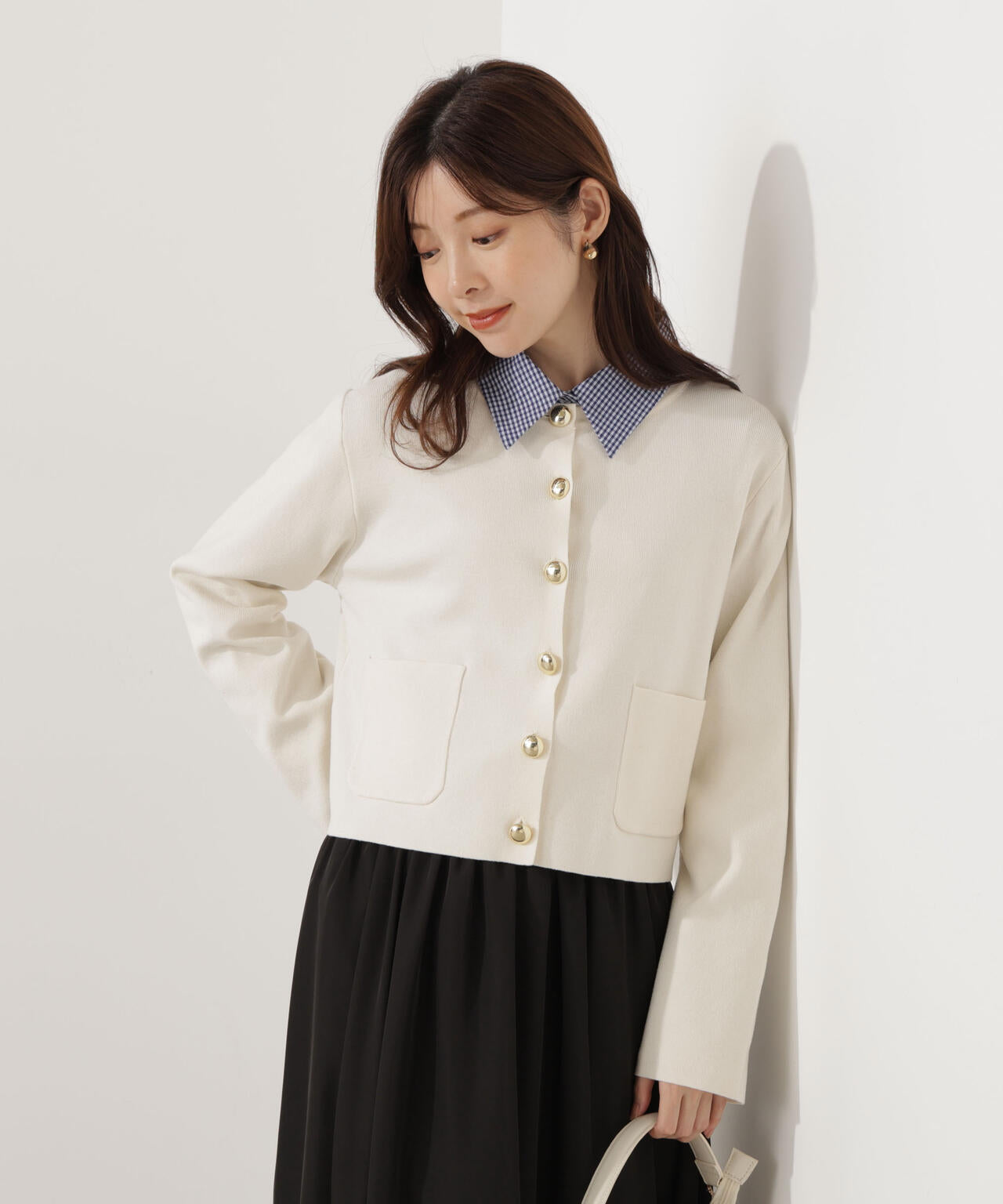 【青島心さん着用】＜ハンドウォッシャブル＞シルク混ニットカーディガン