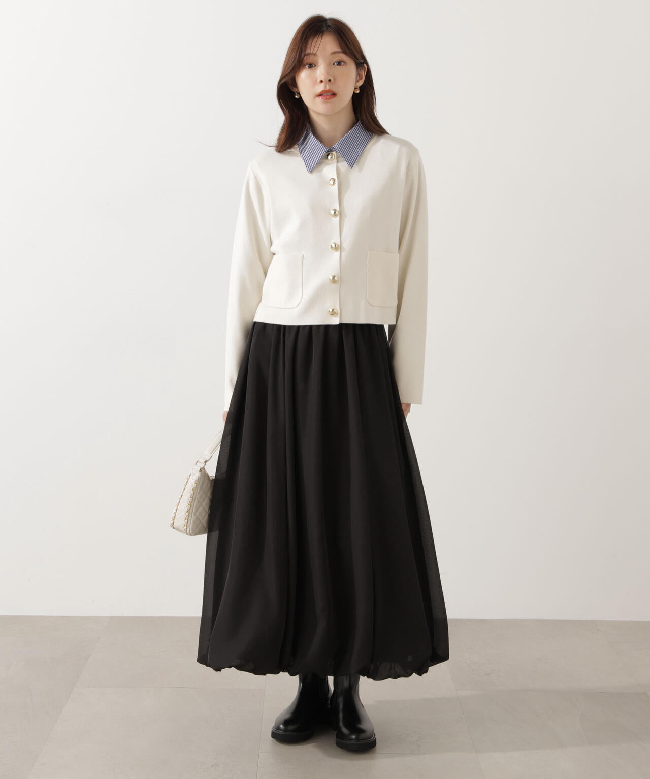 【青島心さん着用】＜ハンドウォッシャブル＞シルク混ニットカーディガン