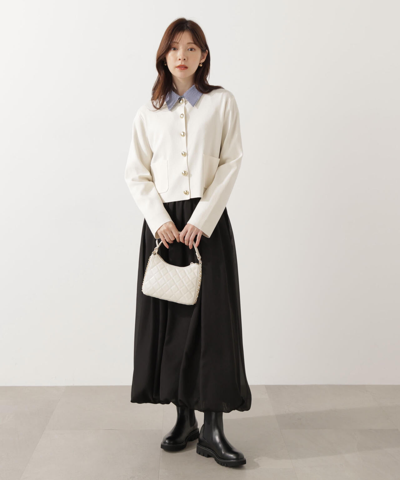 【青島心さん着用】＜ハンドウォッシャブル＞シルク混ニットカーディガン